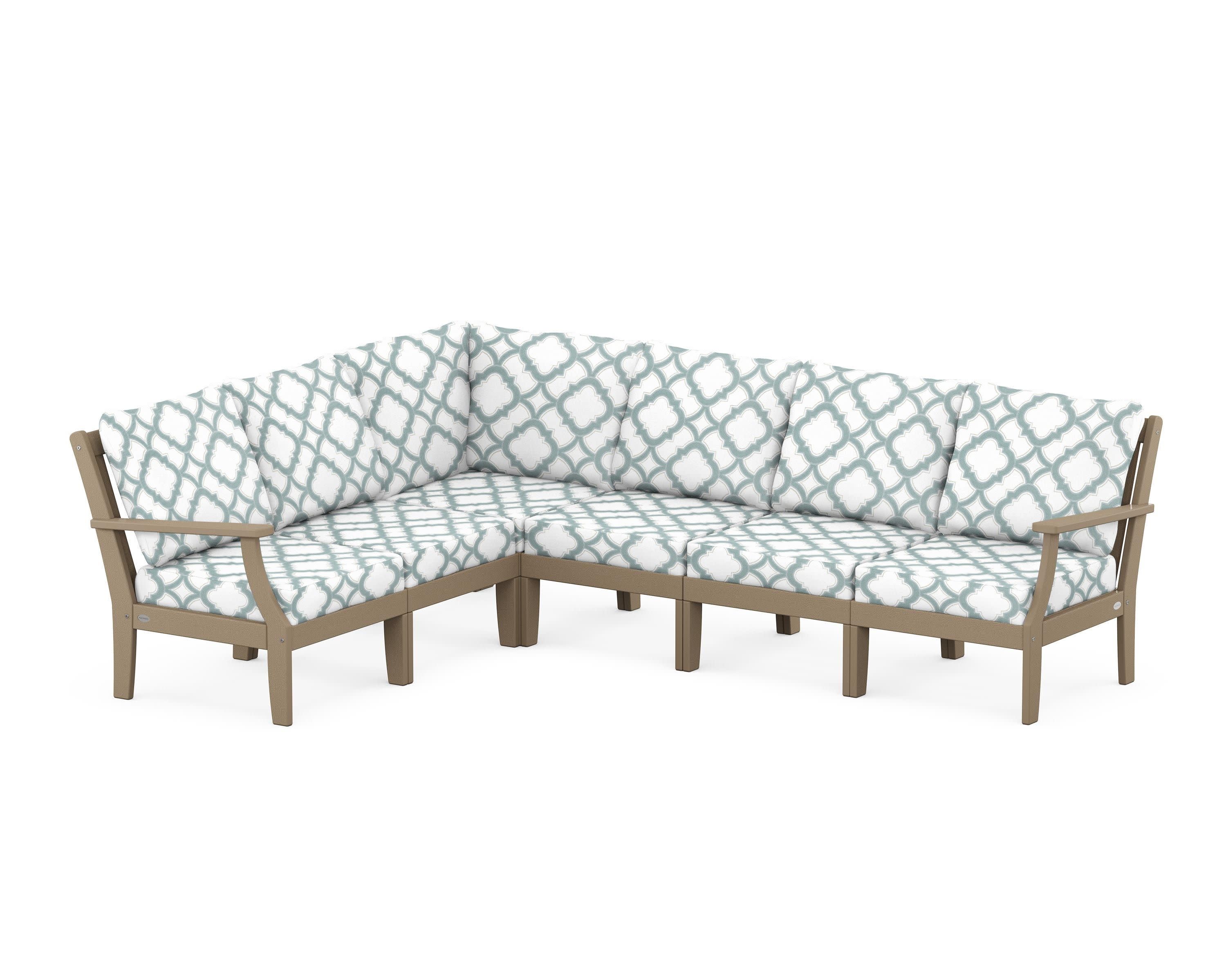 Braxton Modular 6-Piece Deep Seating Set in Vintage Sahara / Trellis Glacier Spa