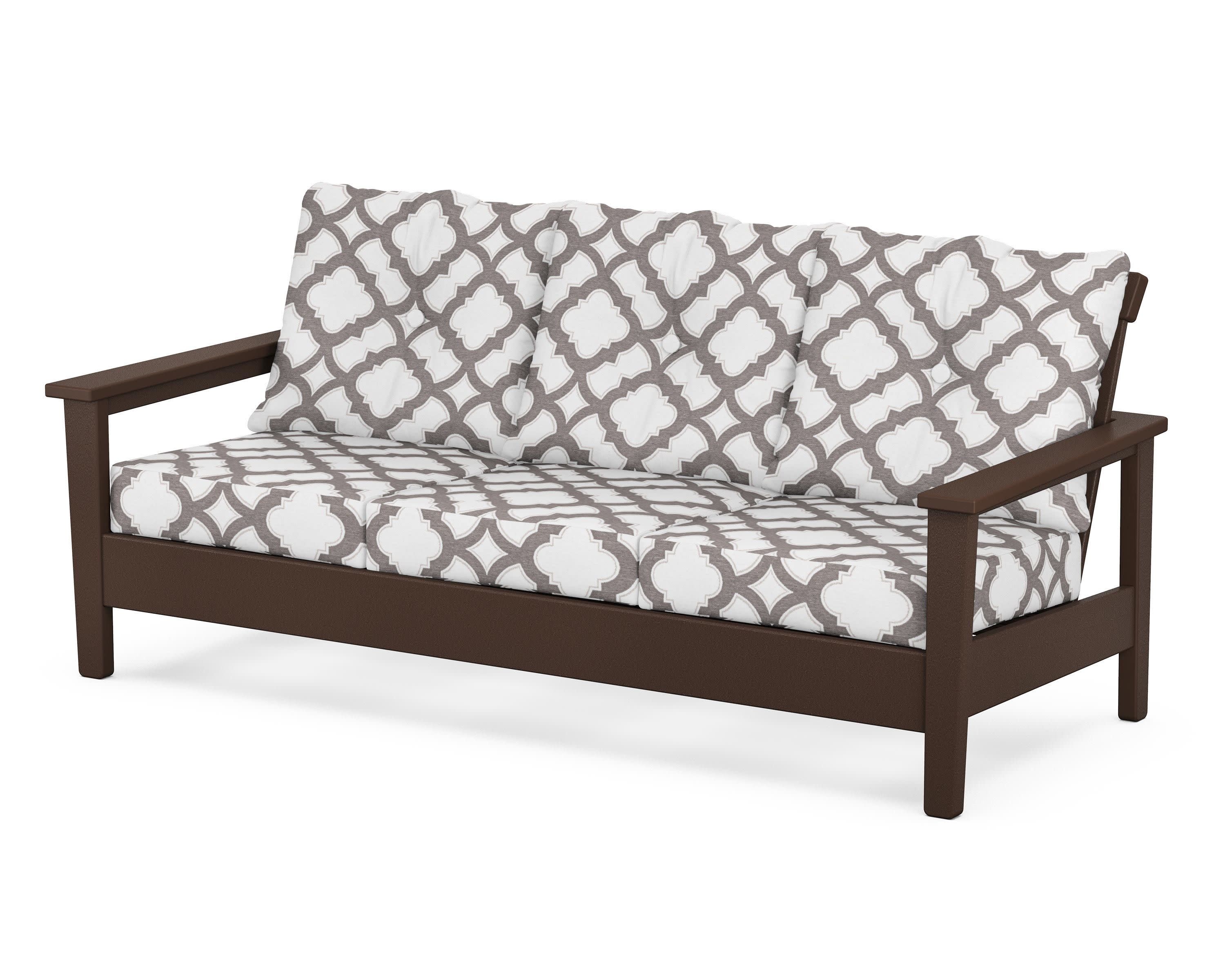 Prescott Deep Seating Sofa in Mahogany / Trellis Grey Mist
