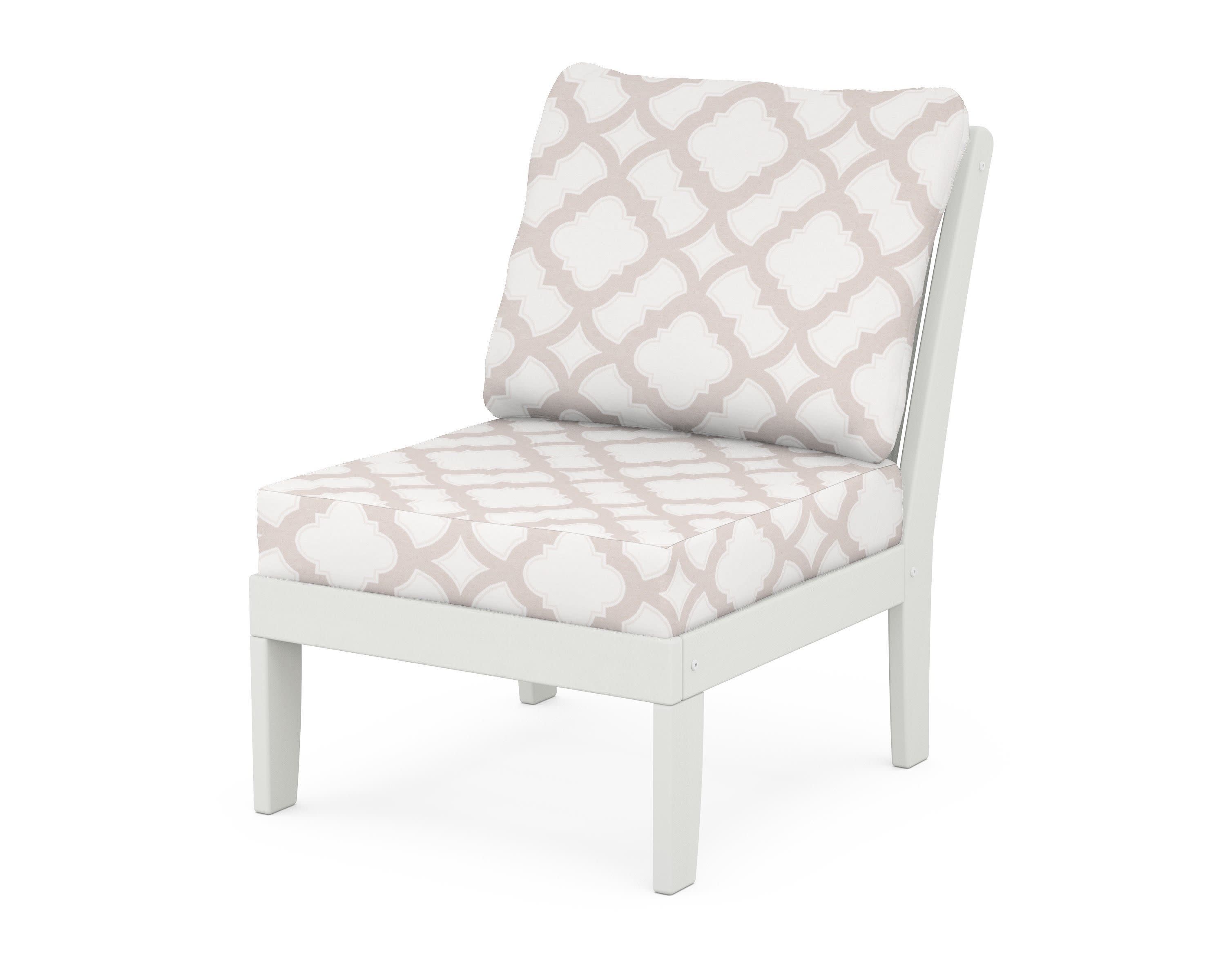Braxton Modular Armless Chair in Vintage White / Trellis Dune Burlap