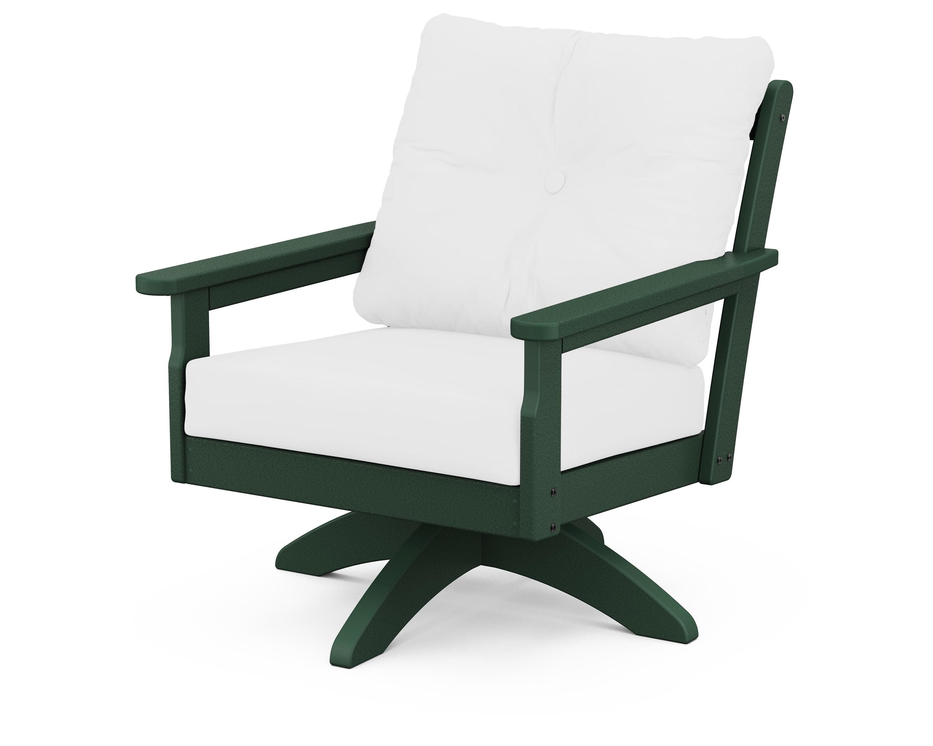 Vineyard Deep Seating Swivel Chair in Green / Natural