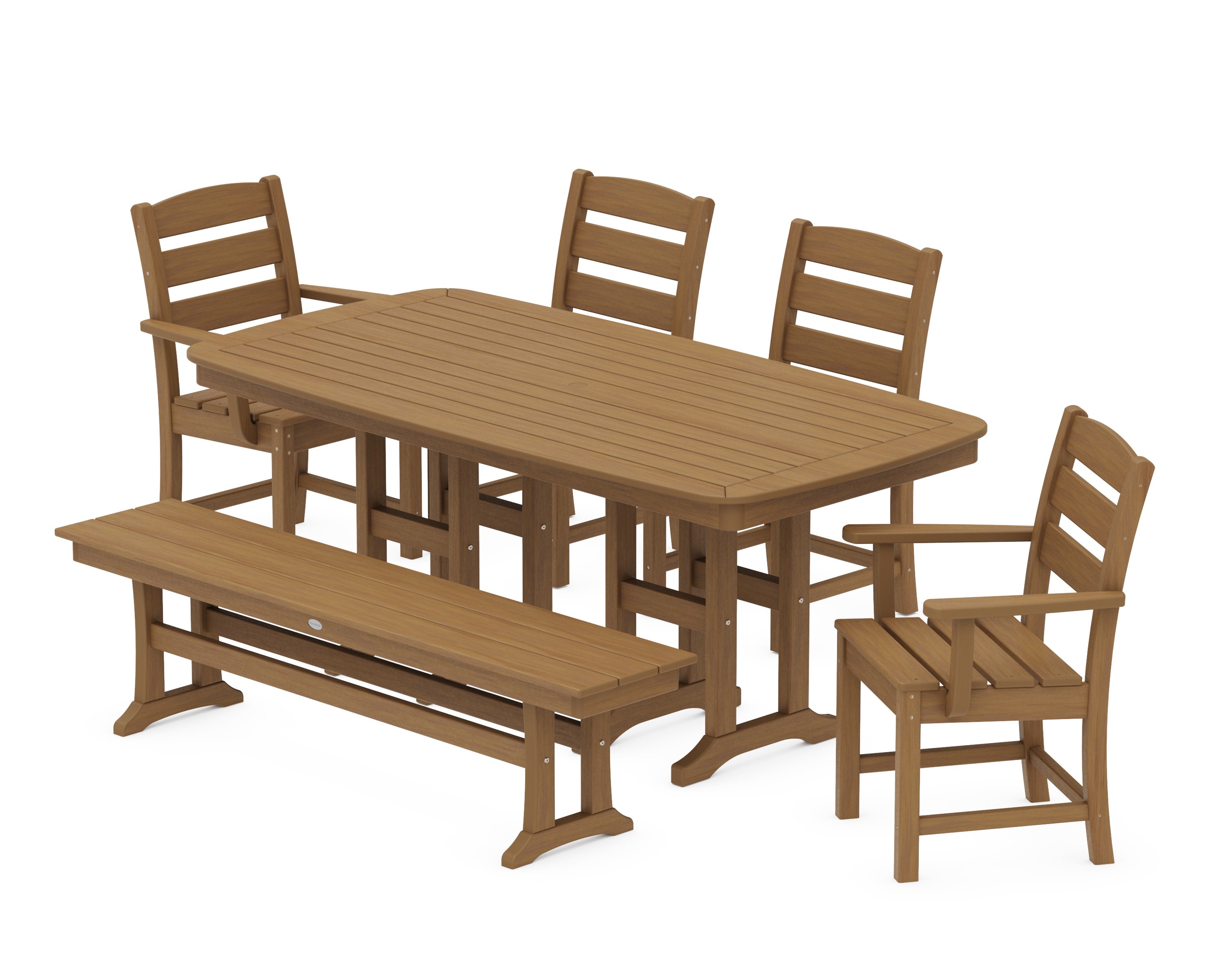 Lakeside 6-Piece Dining Set with Bench in Natural