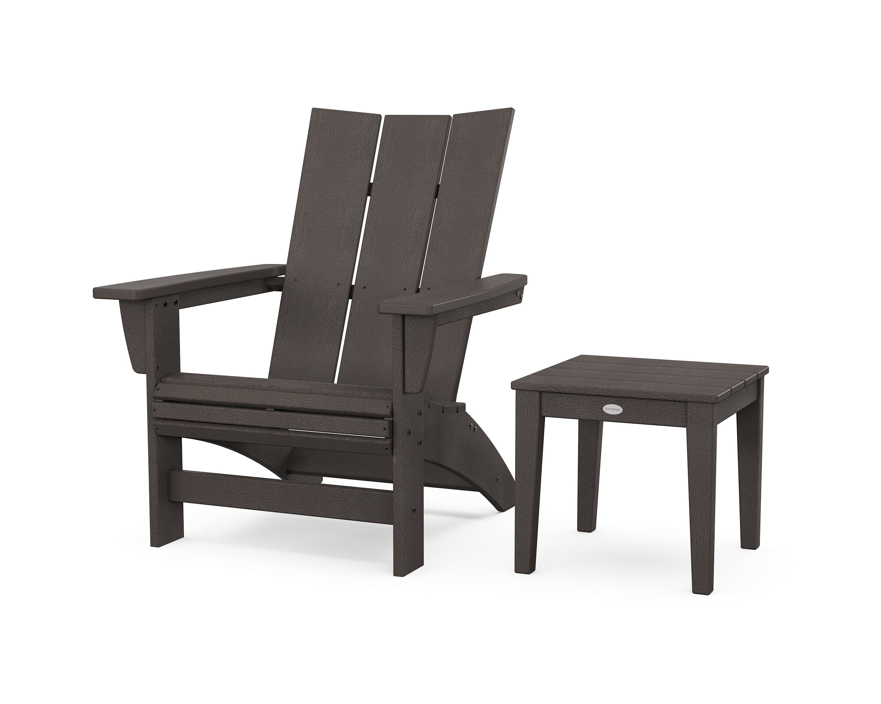 Modern Grand Adirondack Chair with Side Table in Vintage Coffee