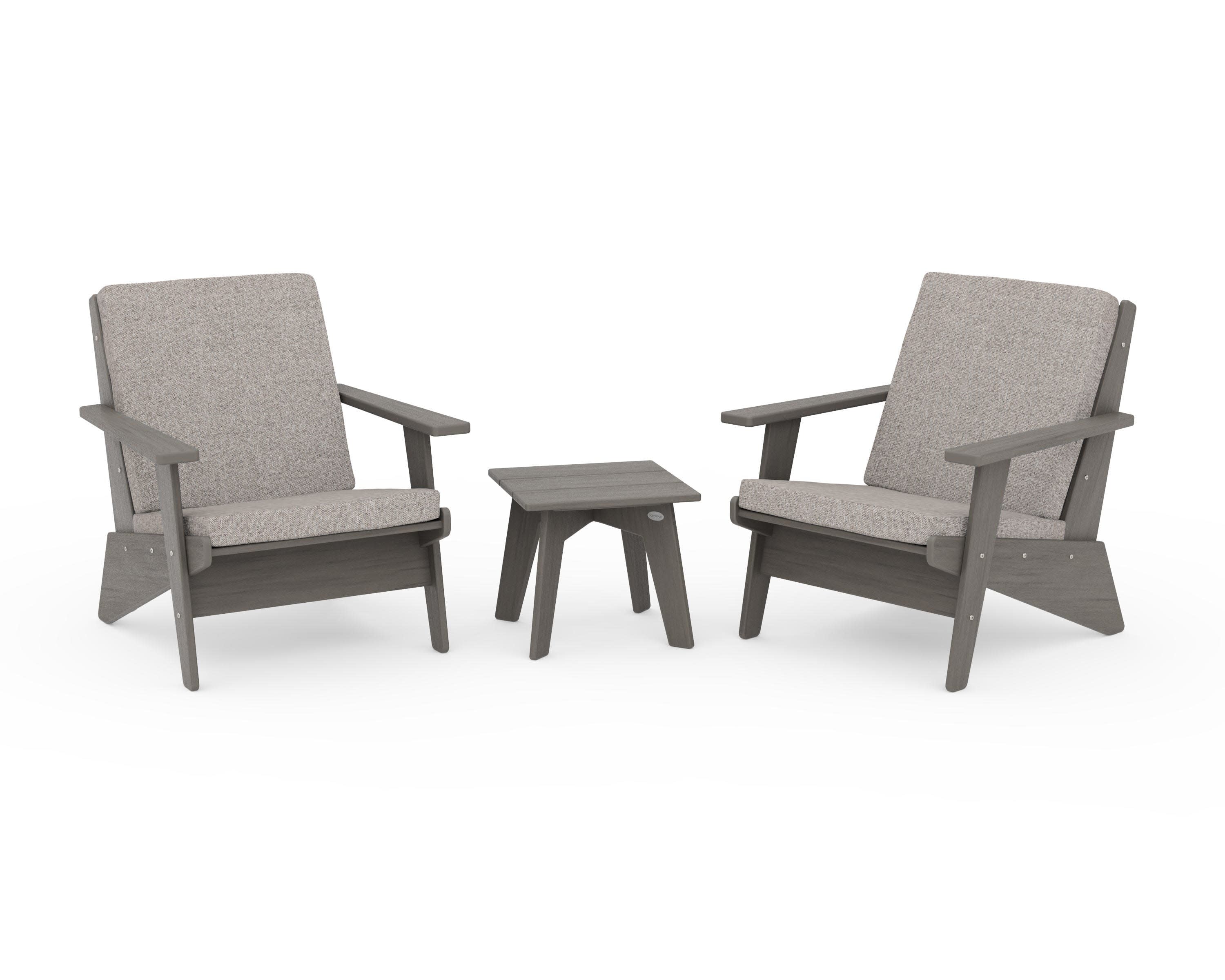 Riviera Modern Lounge 3-Piece Set in Driftwood / Weathered Tweed