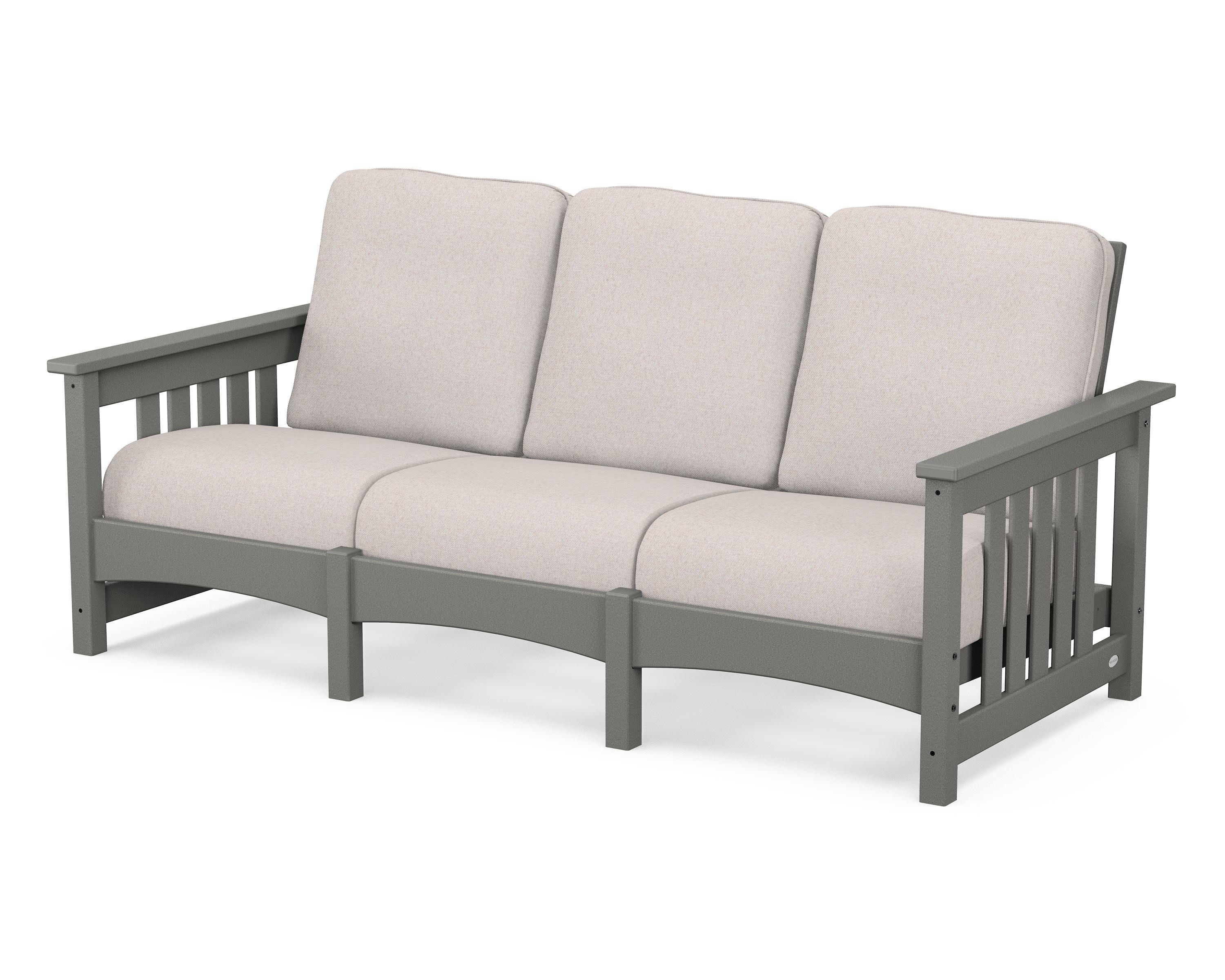 Club Mission Sofa in Slate Grey / Dune Burlap