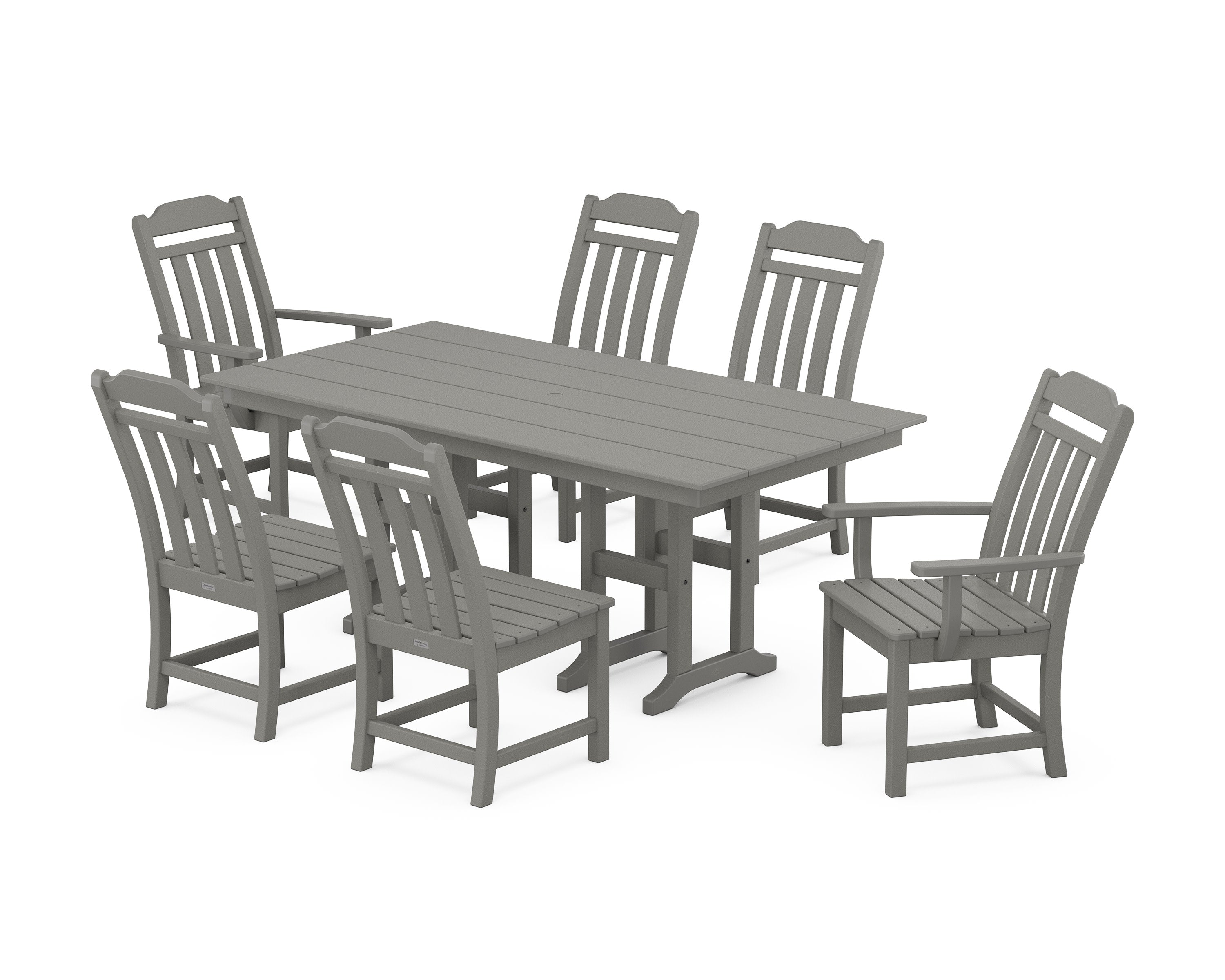 Cottage 7-Piece Farmhouse Dining Set in Slate Grey