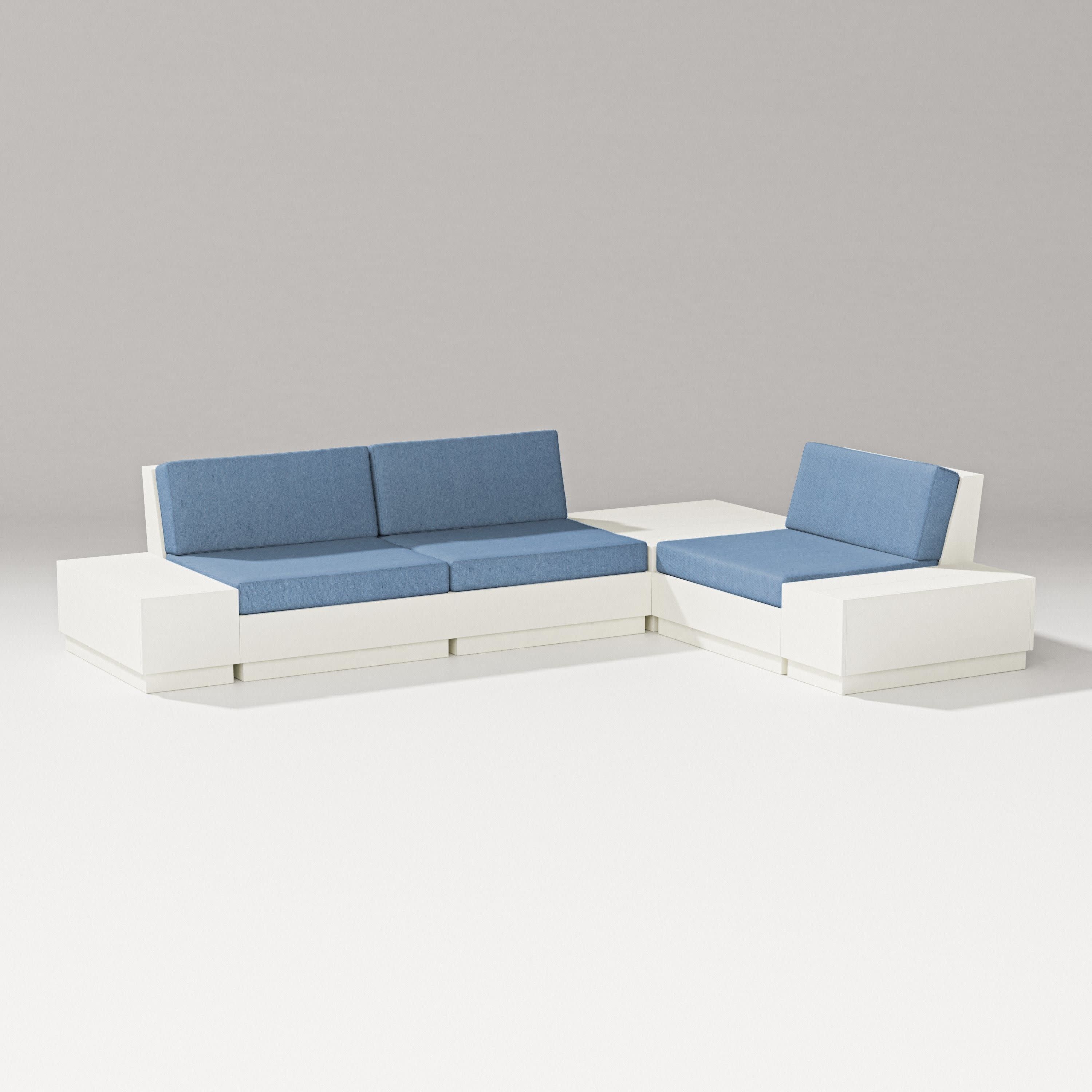Elevate 6-Piece Corner Sectional in Vintage White / Sky Blue