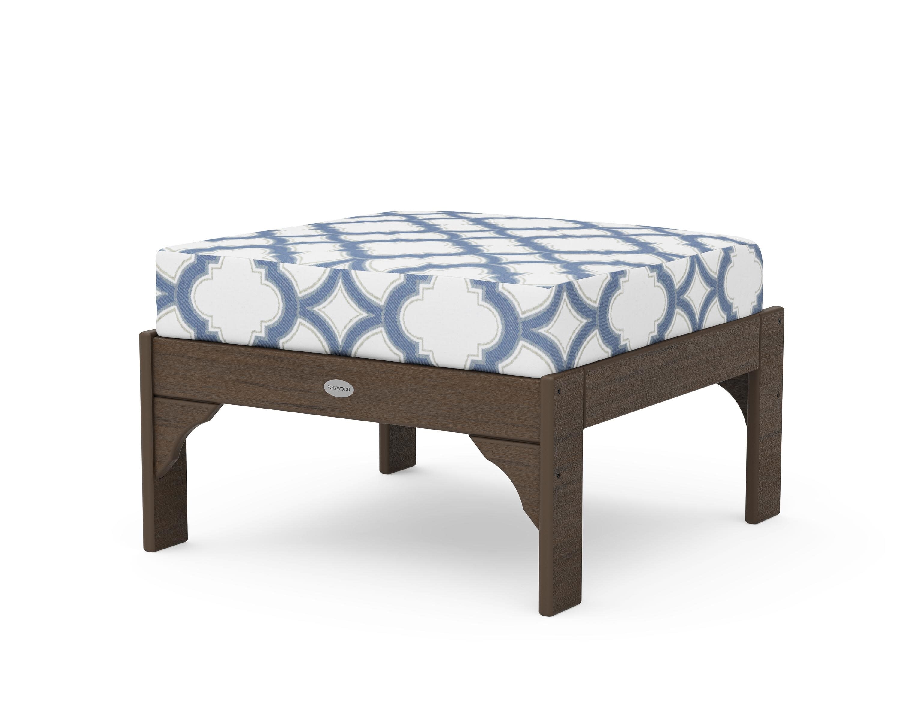 Vineyard Deep Seating Ottoman in Kona / Trellis Sky Blue