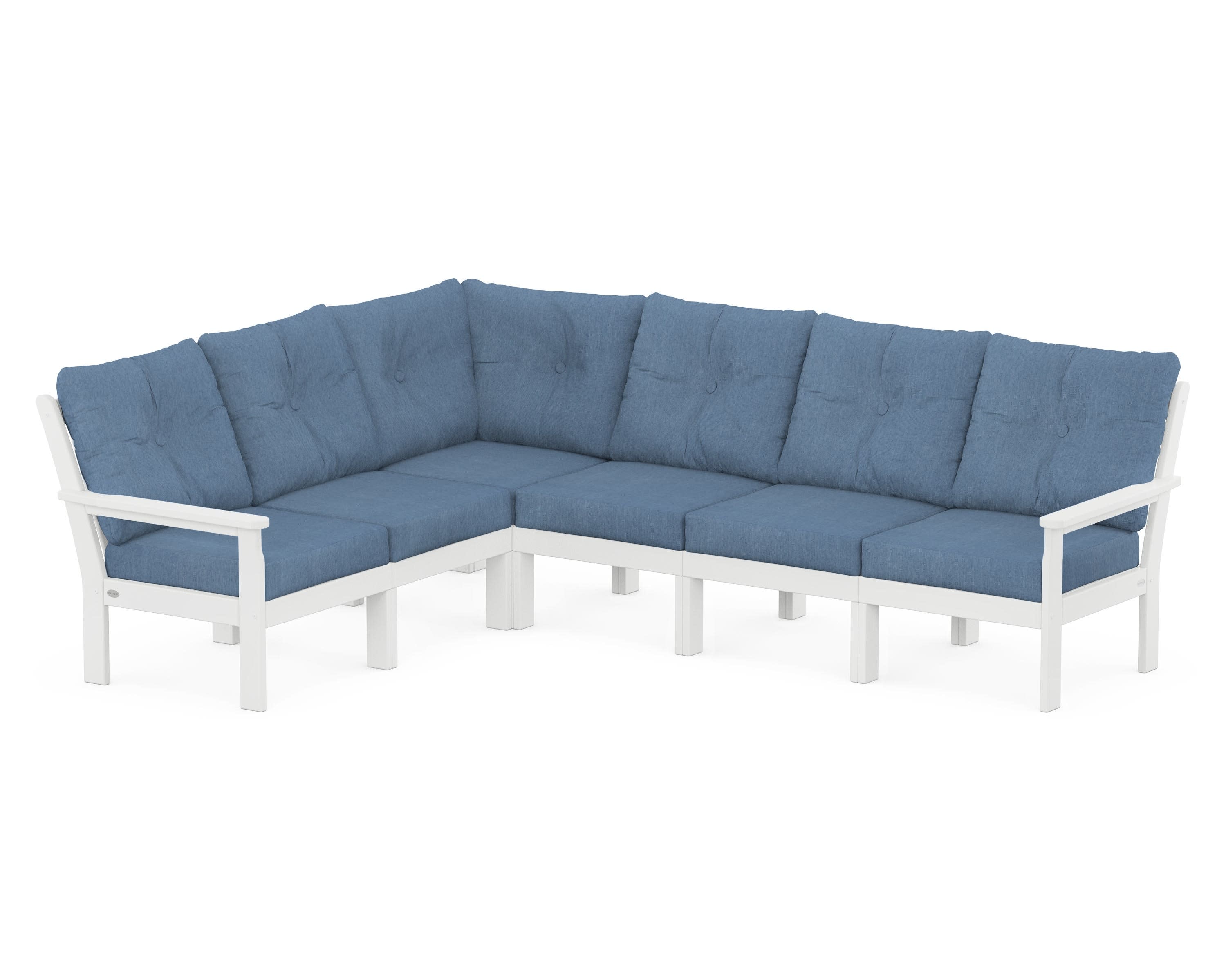 Vineyard 6-Piece Sectional in White / Sky Blue