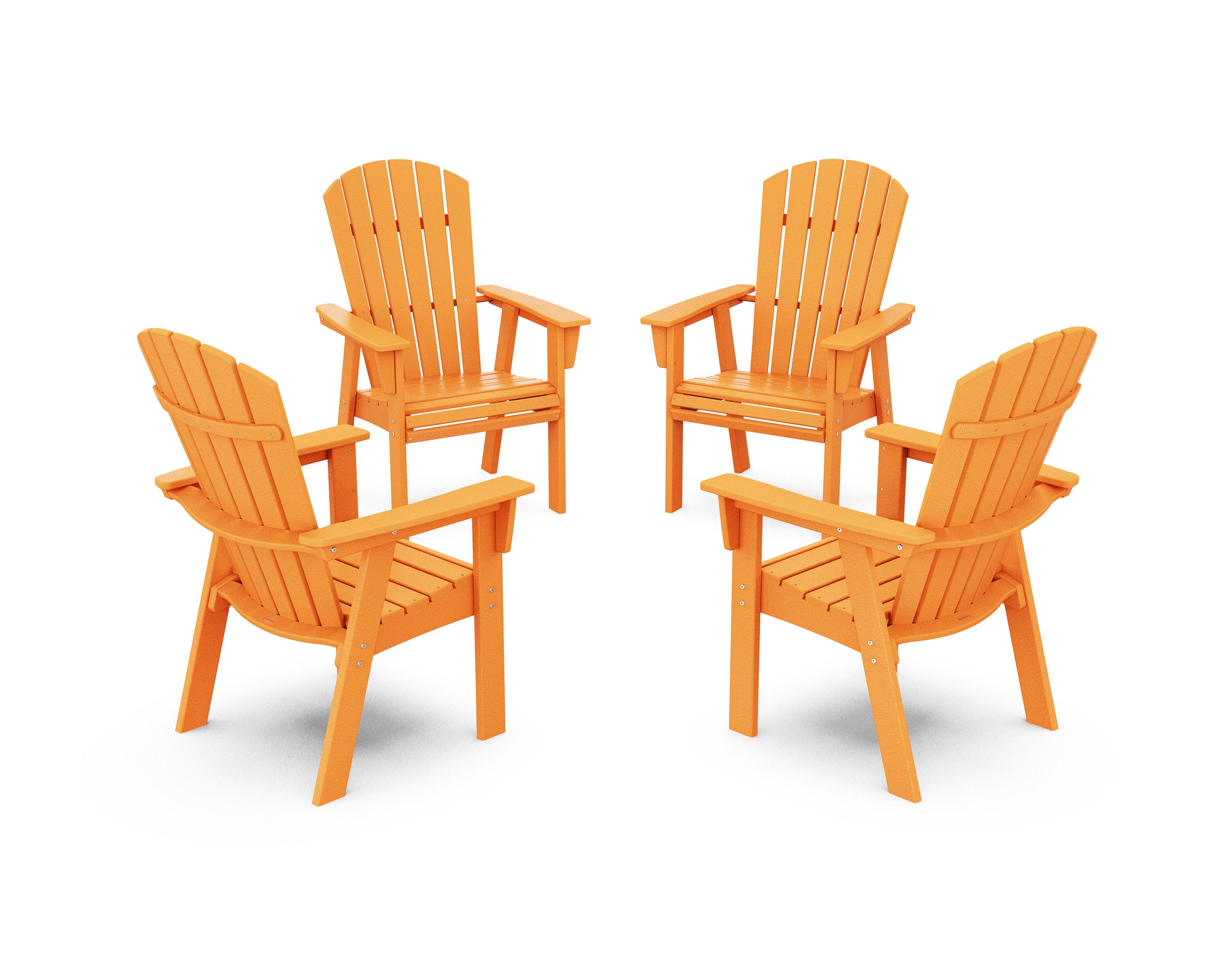 Nautical 4-Piece Curveback Upright Adirondack Conversation Set in Tangerine