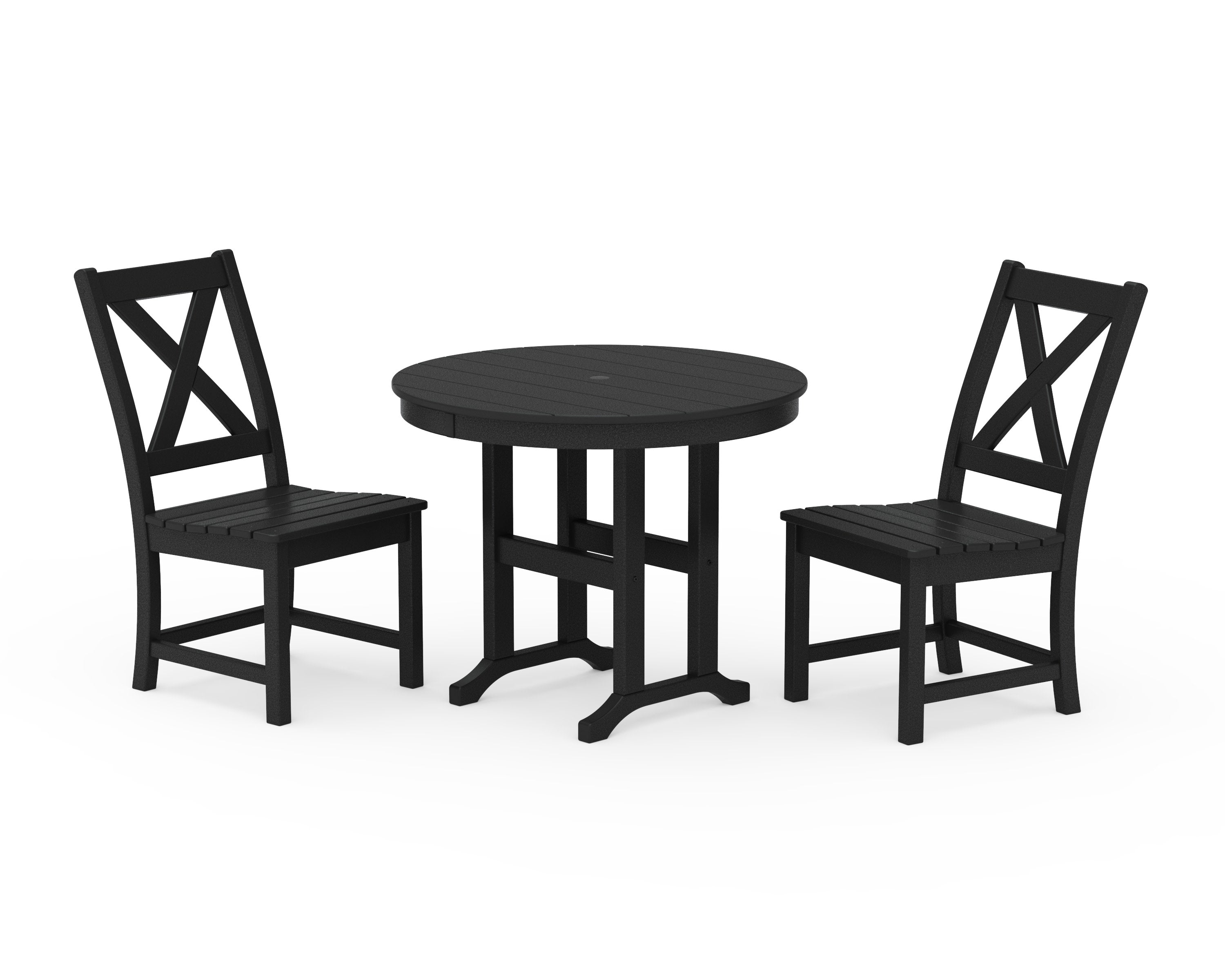 Braxton Side Chair 3-Piece Round Dining Set in Black