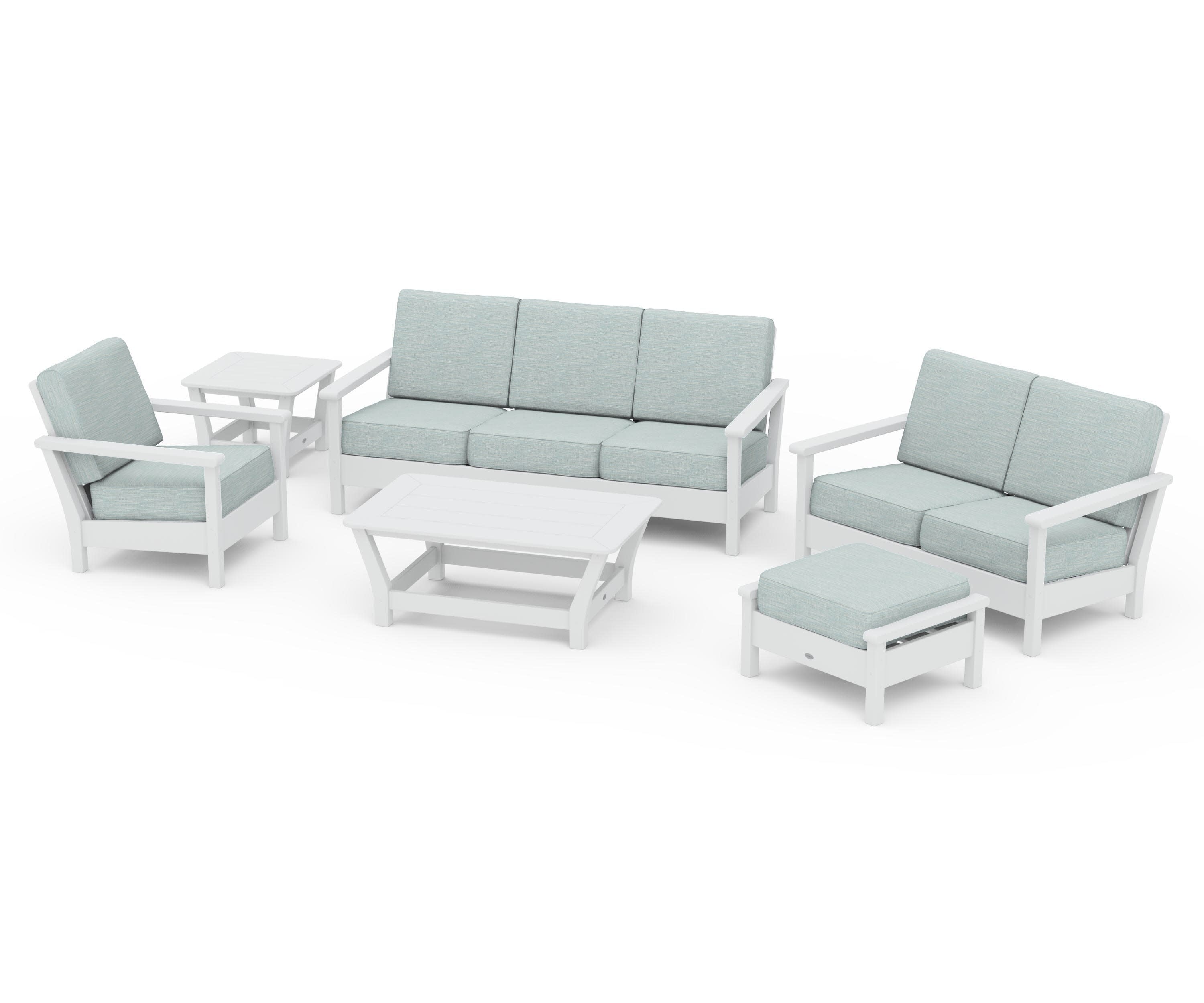 Harbour 6-Piece Outdoor Living Set in White / Soothe Mist