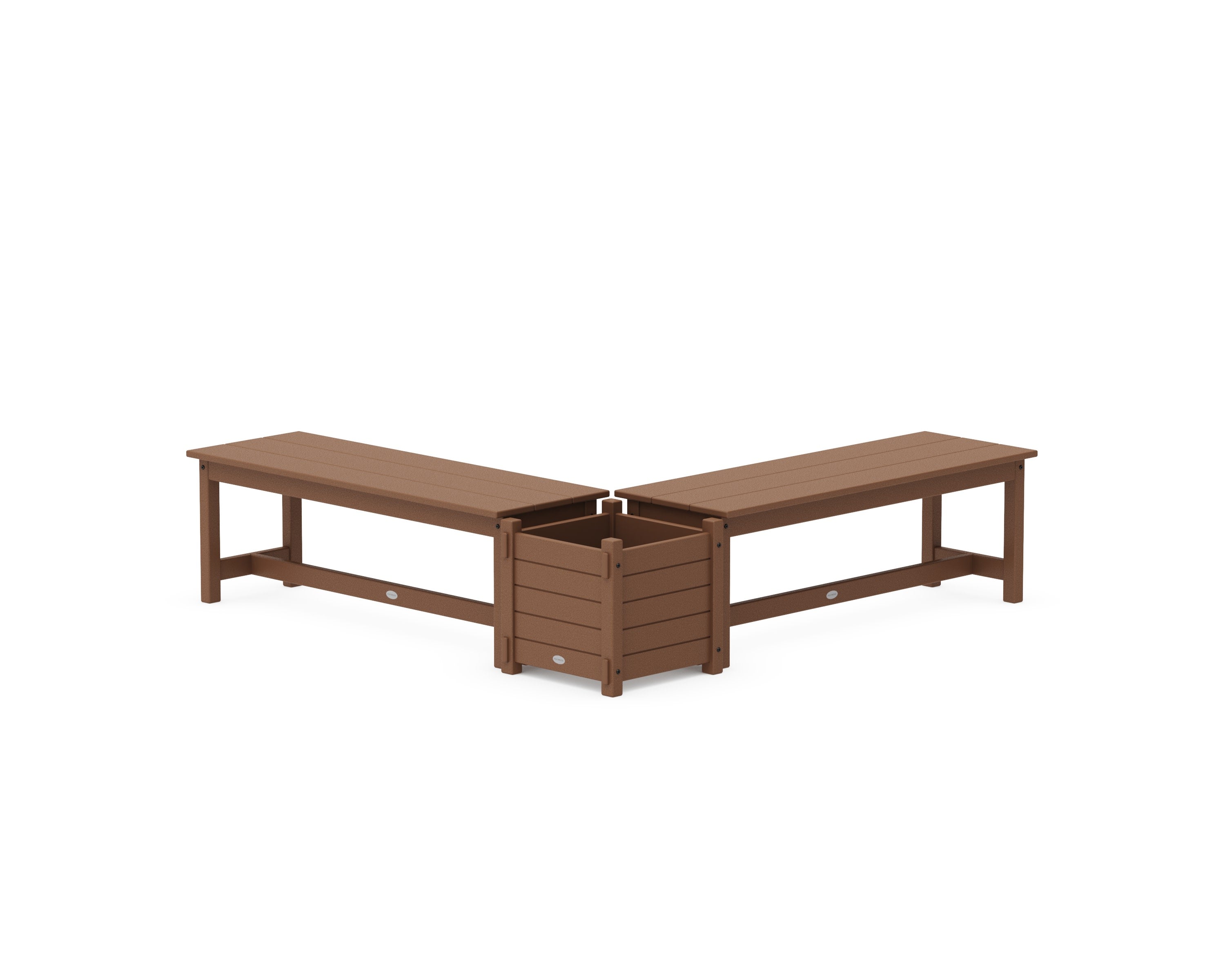 48" Nautical L- Shaped Planter Bench Set in Teak