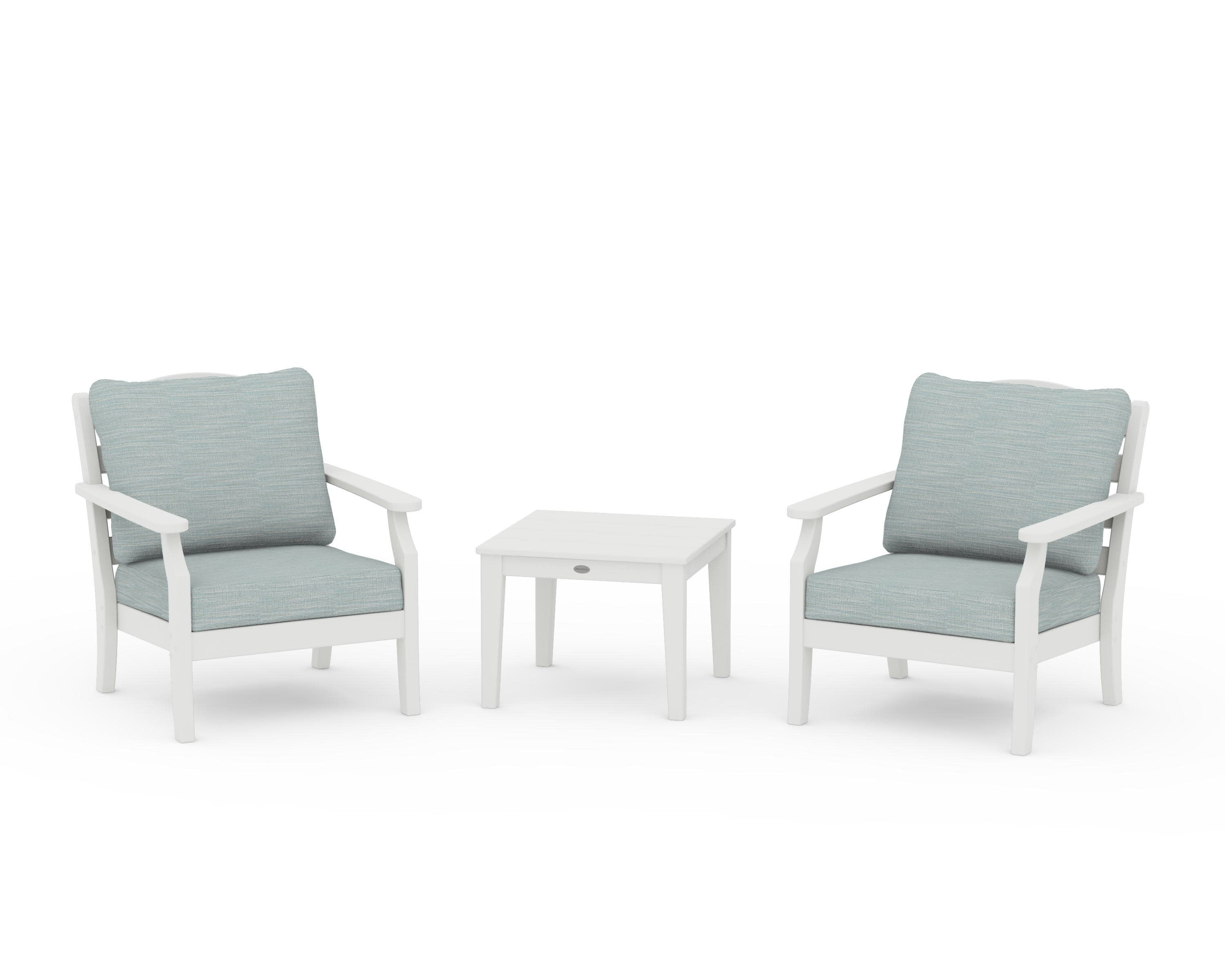 Savannah 3-Piece Deep Seating Set in Vintage White / Soothe Mist