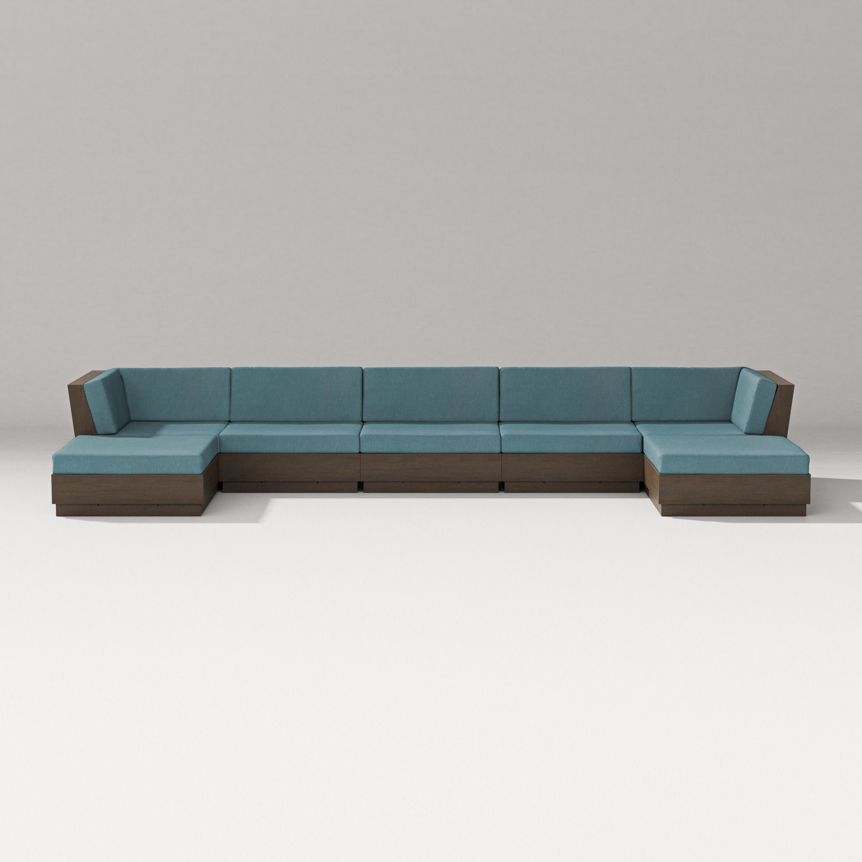 Elevate 7-Piece Double Chaise Sectional in Kona / Ocean Teal