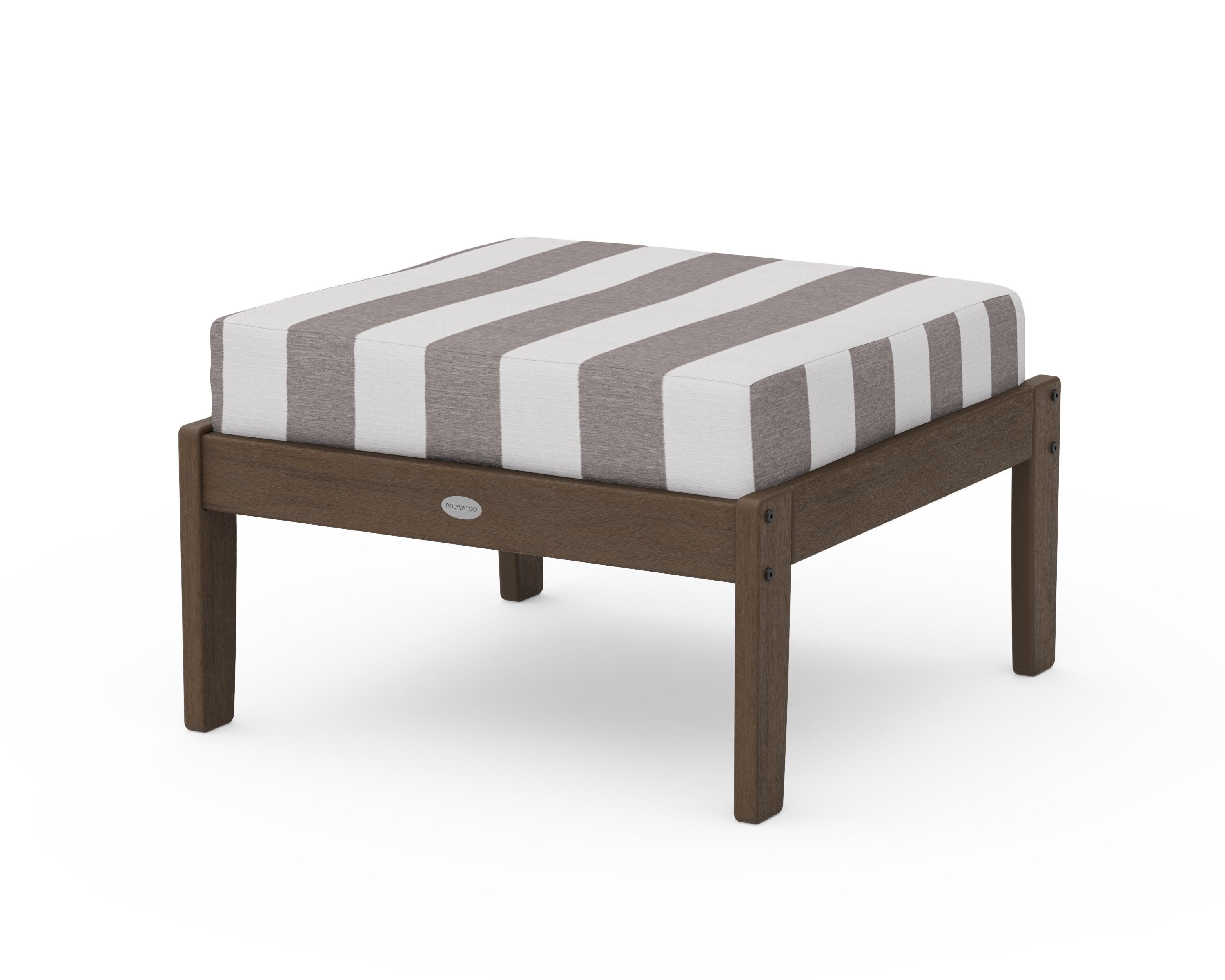 Braxton Deep Seating Ottoman in Kona / Cabana Stripe Grey Mist