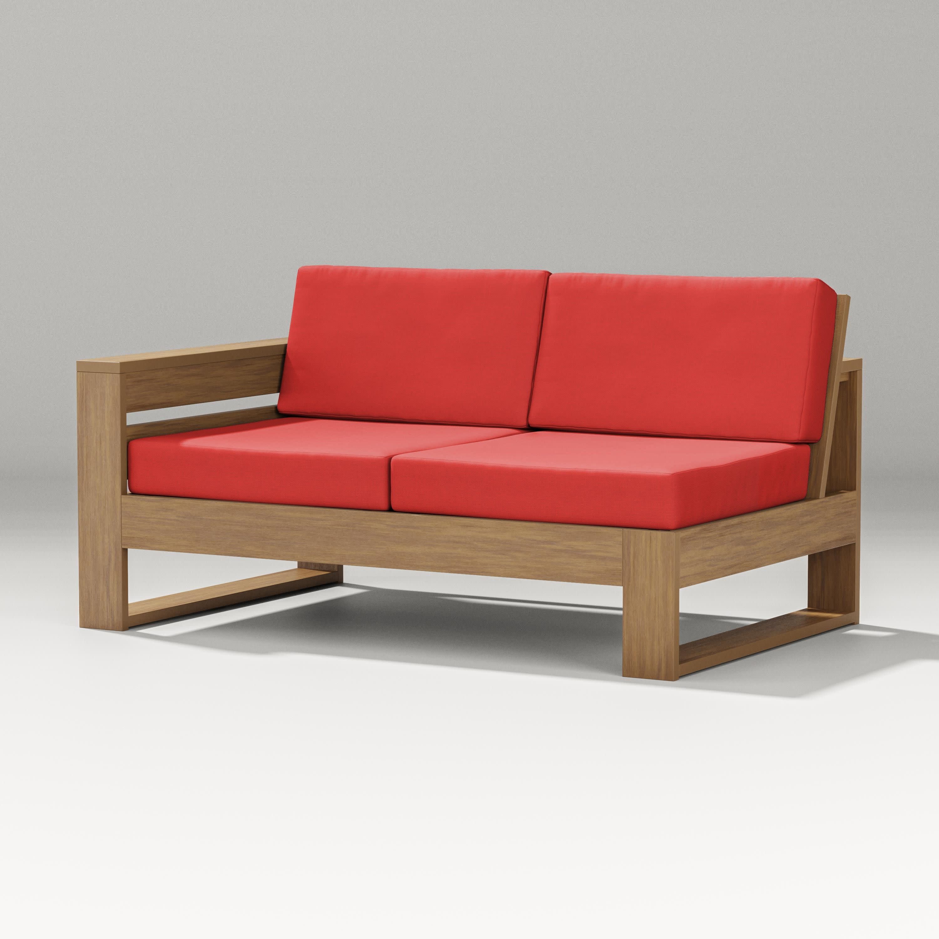 Latitude Modular Left Arm Loveseat in Natural / Crimson Linen