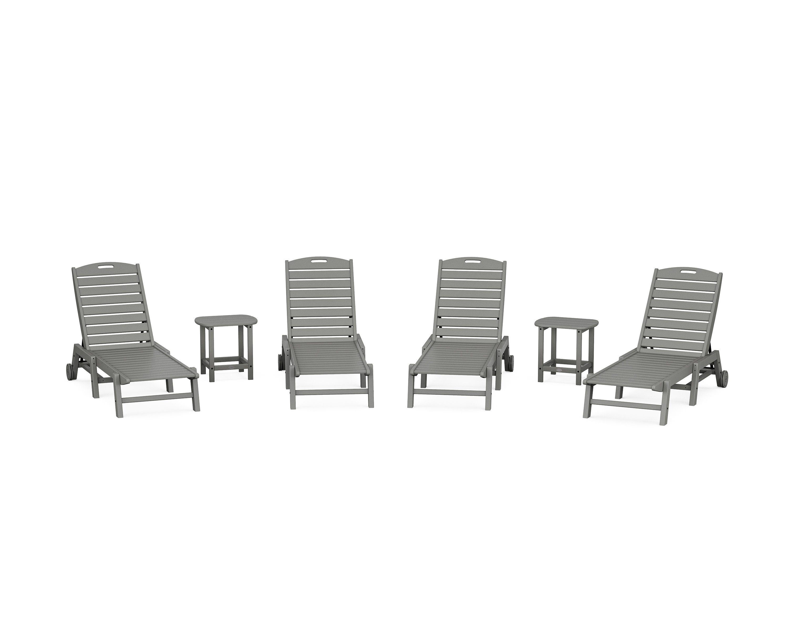 Nautical Chaise 6-Piece Set with Wheels in Slate Grey