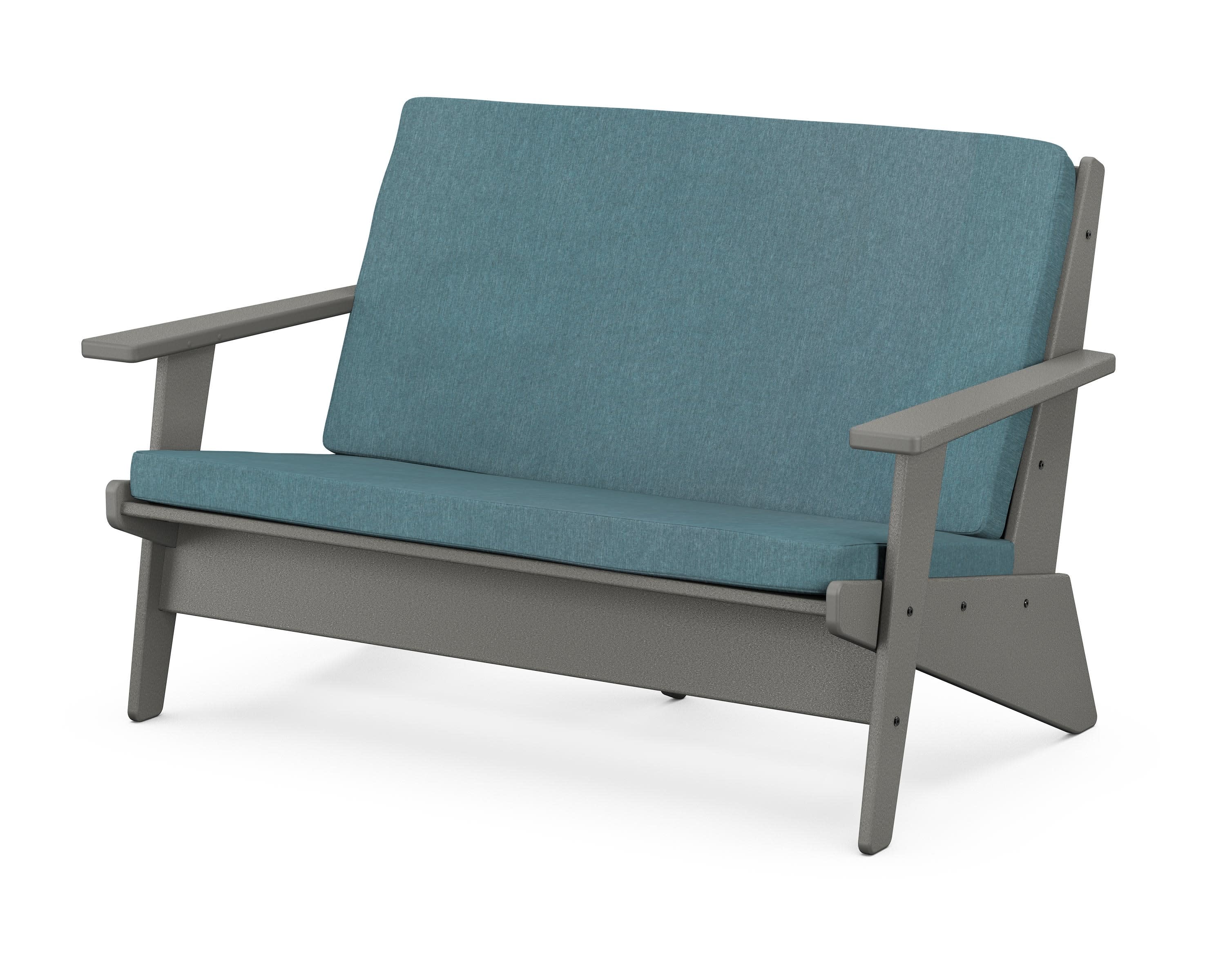 Riviera Modern Lounge Loveseat in Slate Grey / Ocean Teal
