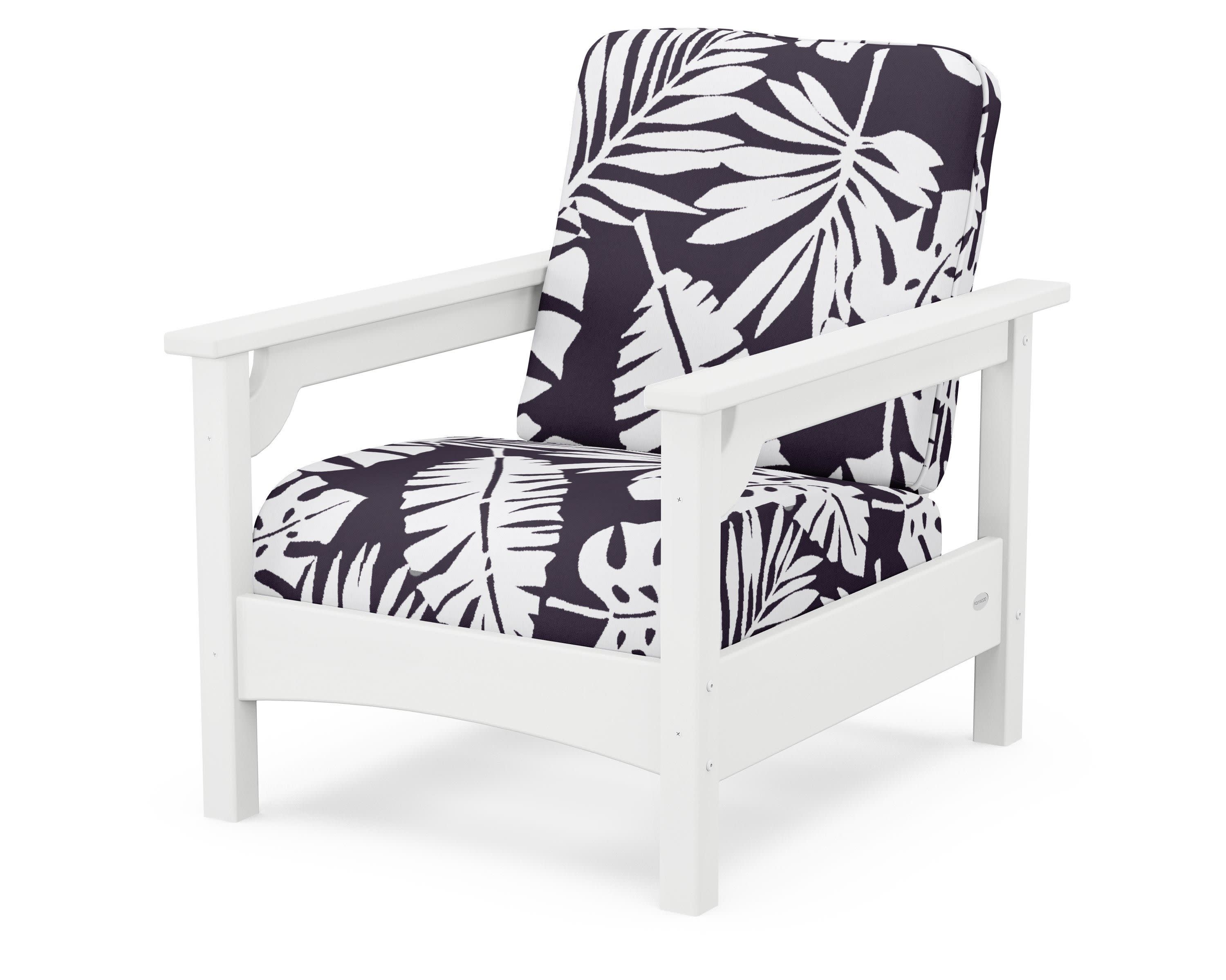 Club Chair in White / Leaf Navy