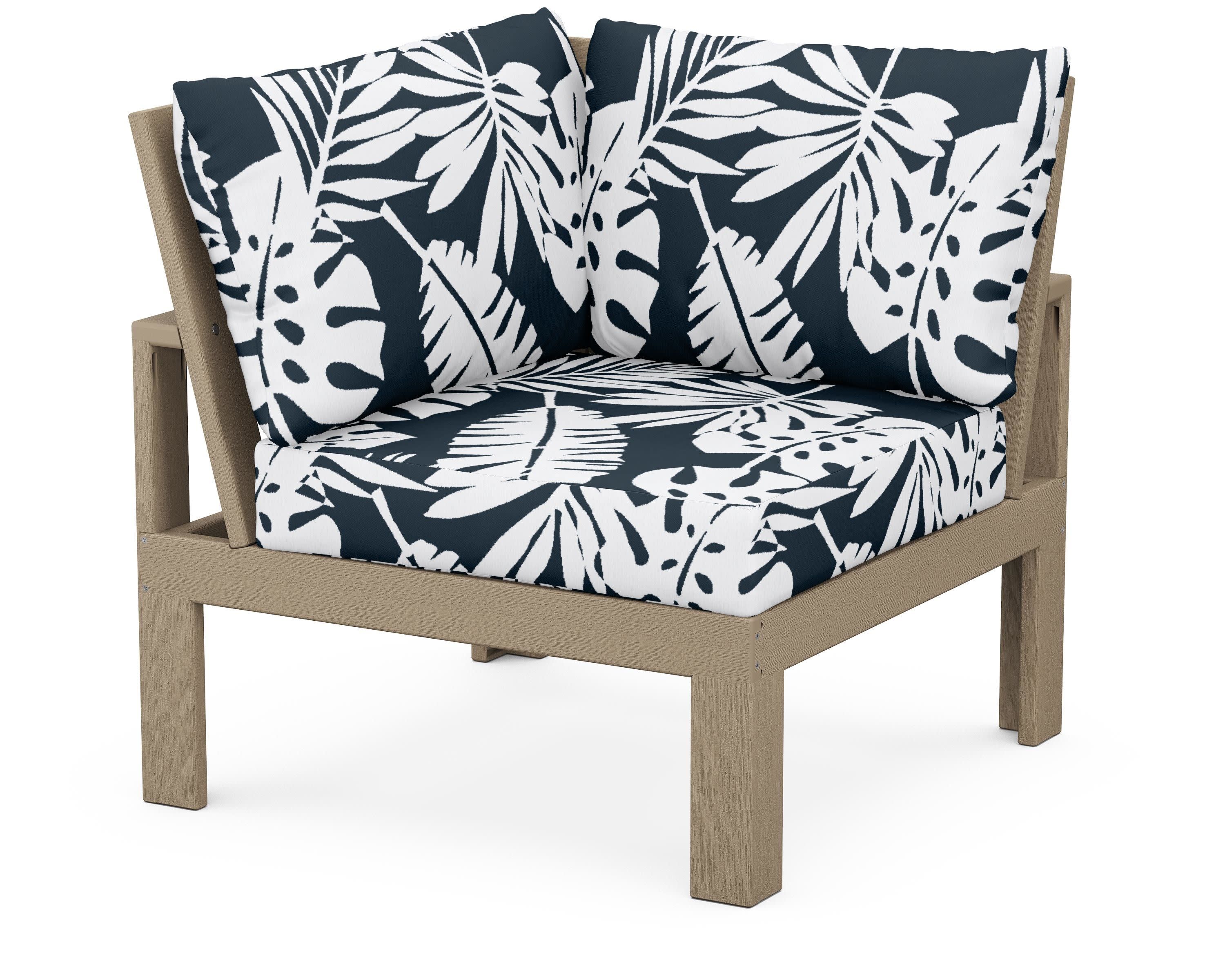 Modular Corner Chair in Vintage Sahara / Leaf Marine Indigo