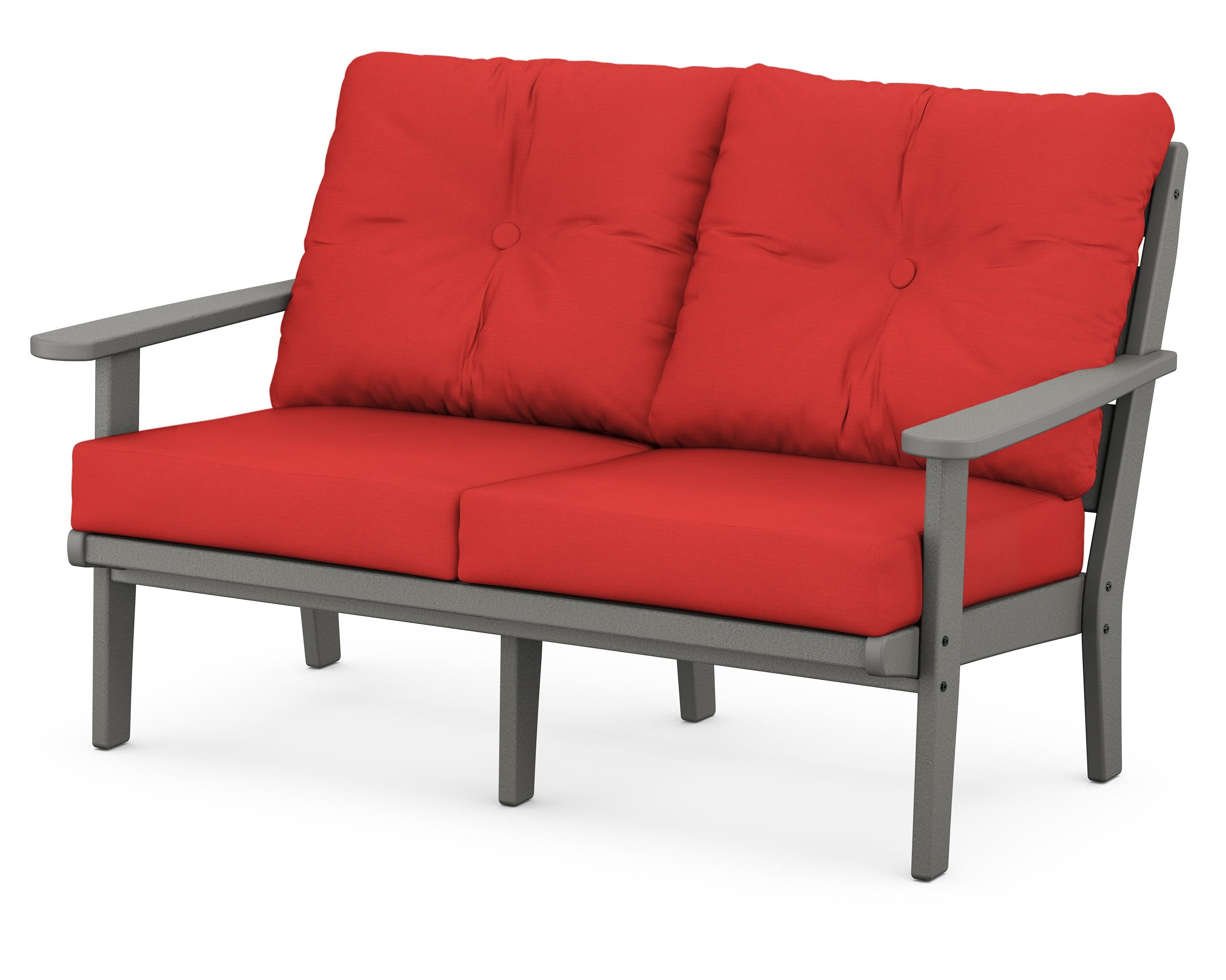 Lakeside Deep Seating Loveseat in Slate Grey / Crimson Linen