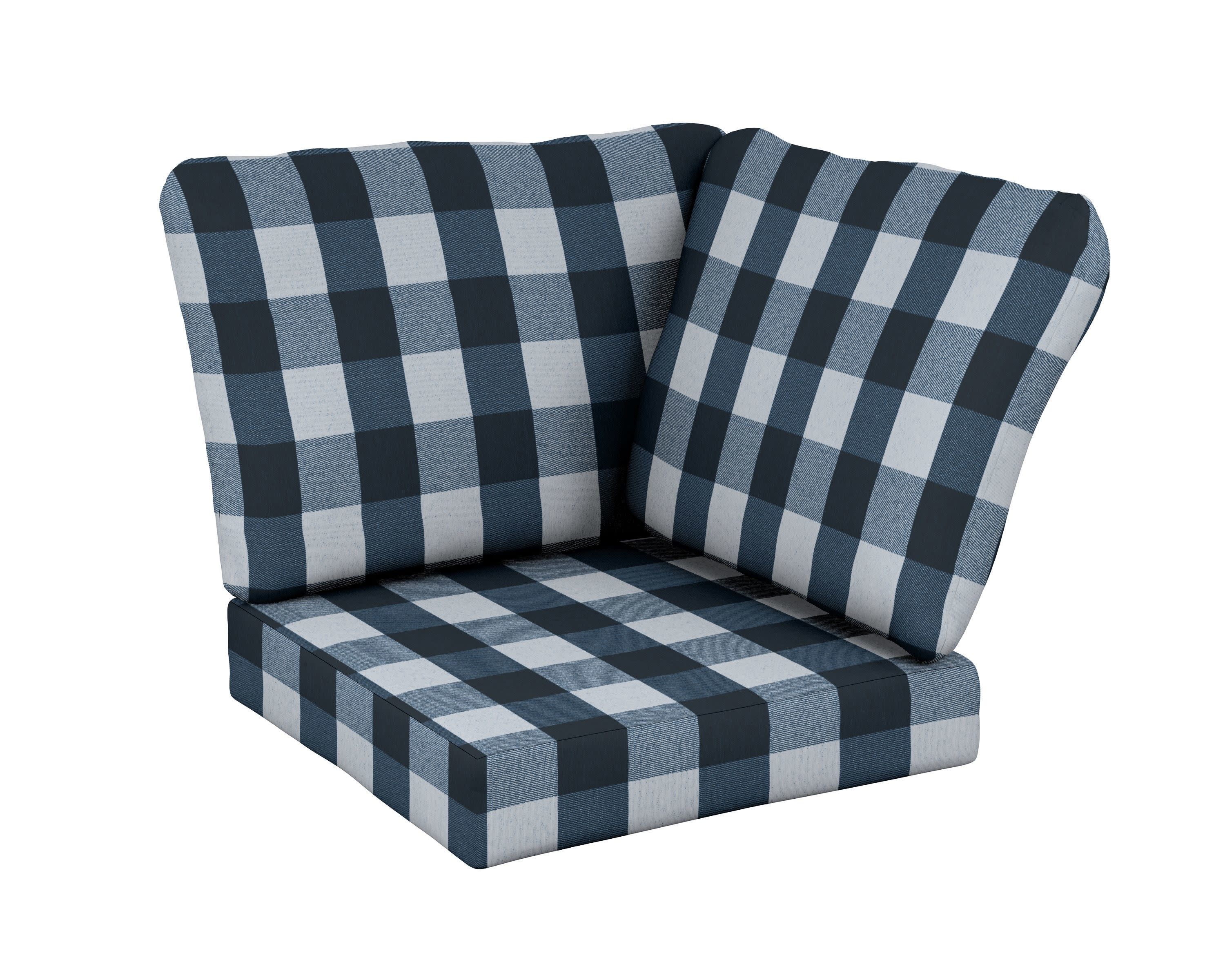 Baffle Modular Corner Cushion in Buffalo Plaid Marine Indigo