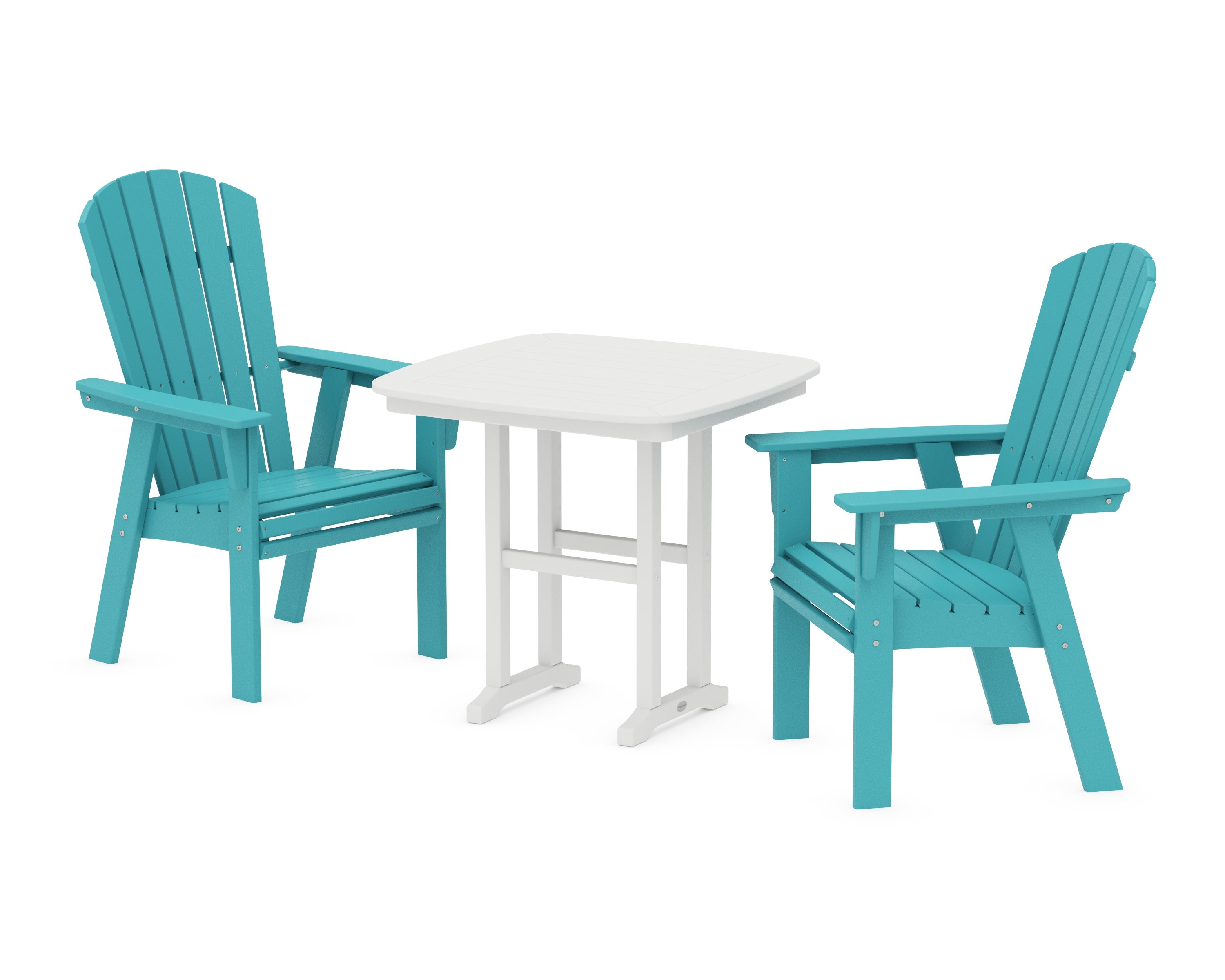 Nautical Adirondack 3-Piece Dining Set in Aruba / White