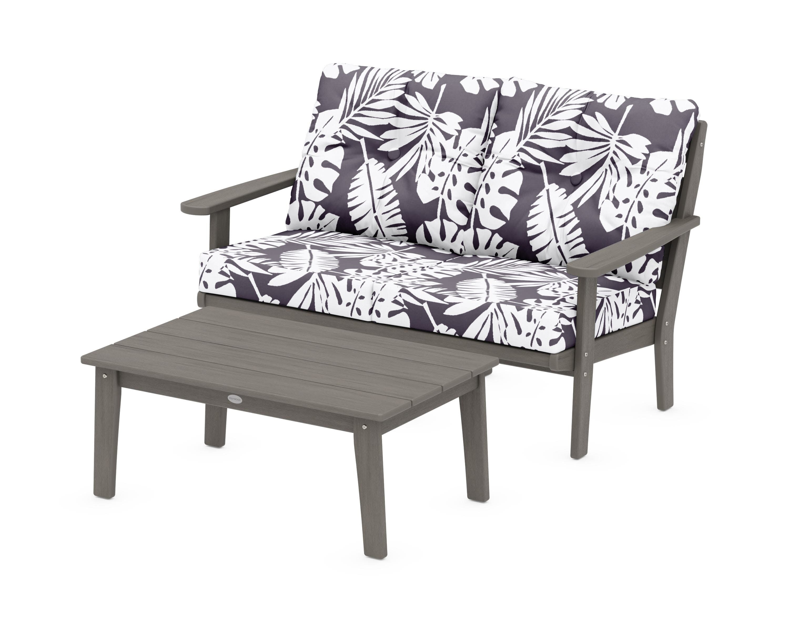 Lakeside 2-Piece Lounge Loveseat Set in Driftwood / Leaf Navy