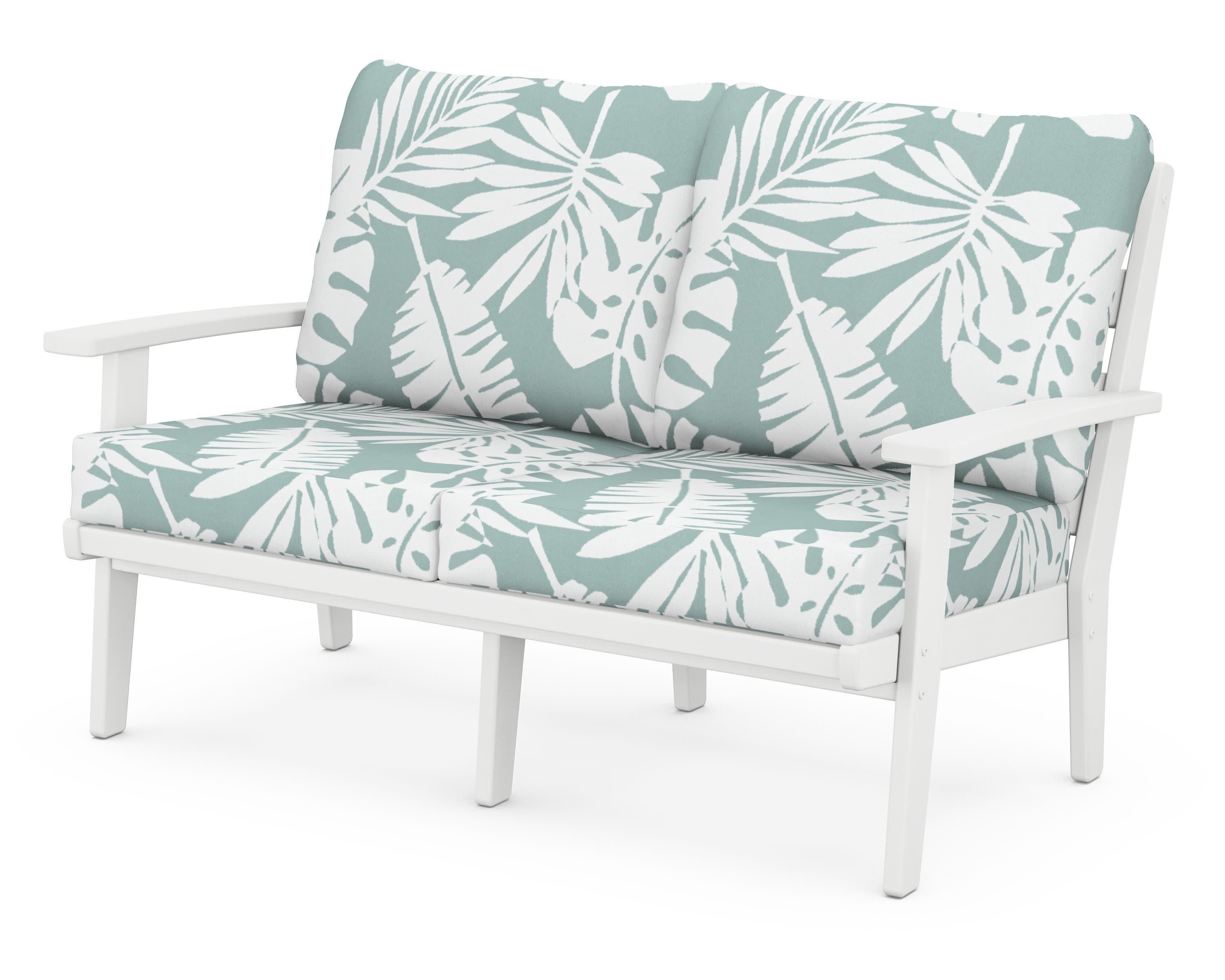 Grant Park Deep Seating Loveseat in White / Leaf Glacier Spa