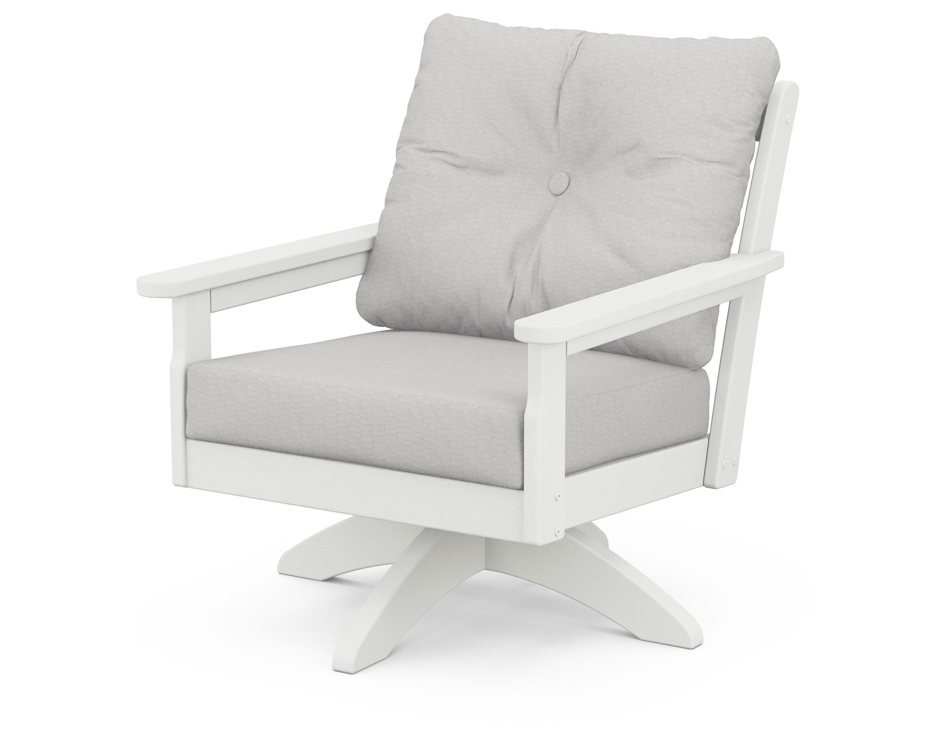 Vineyard Deep Seating Swivel Chair in Vintage White / Diamond in the Rough