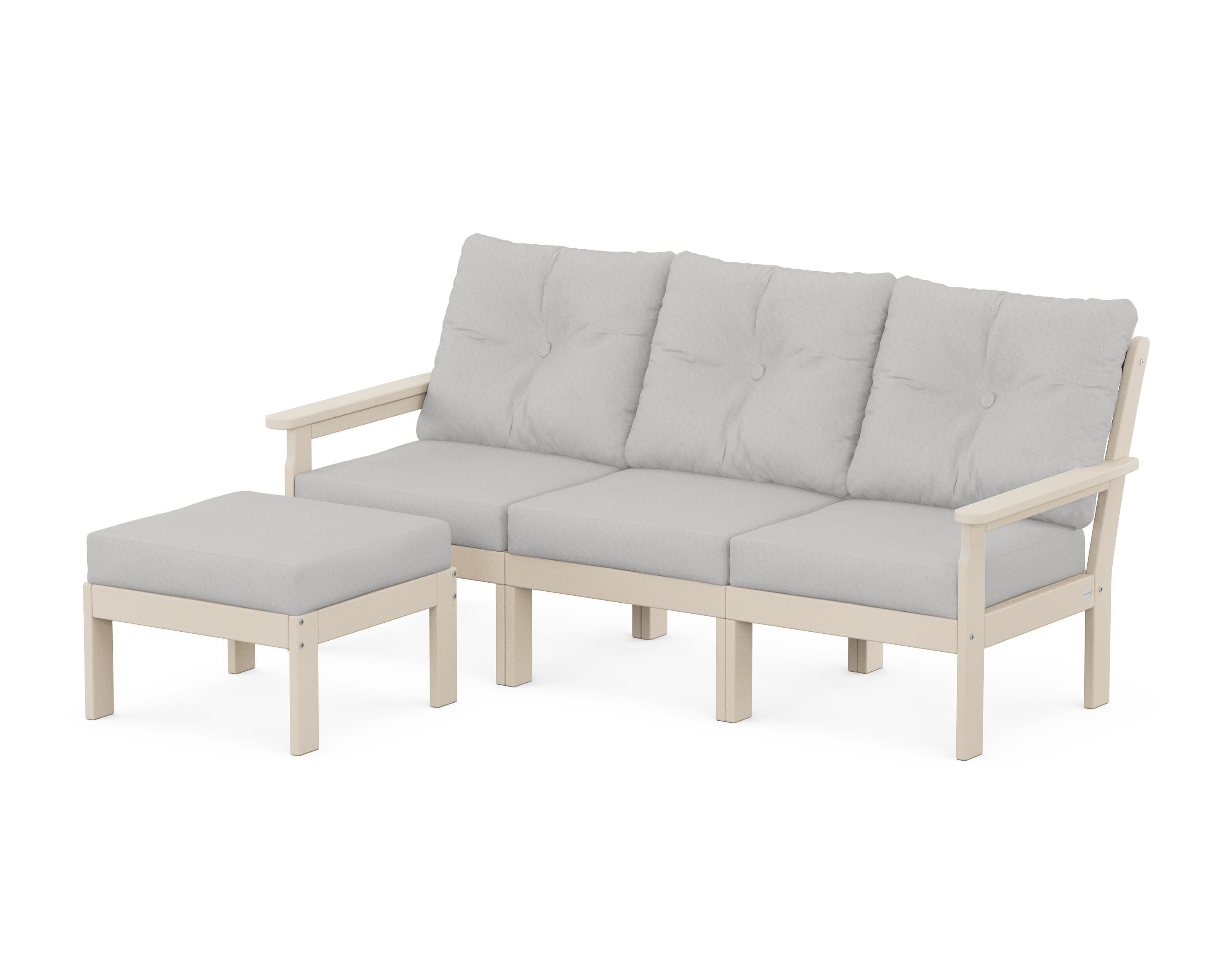 Vineyard 4-Piece Sectional with Ottoman in Sand / Diamond in the Rough