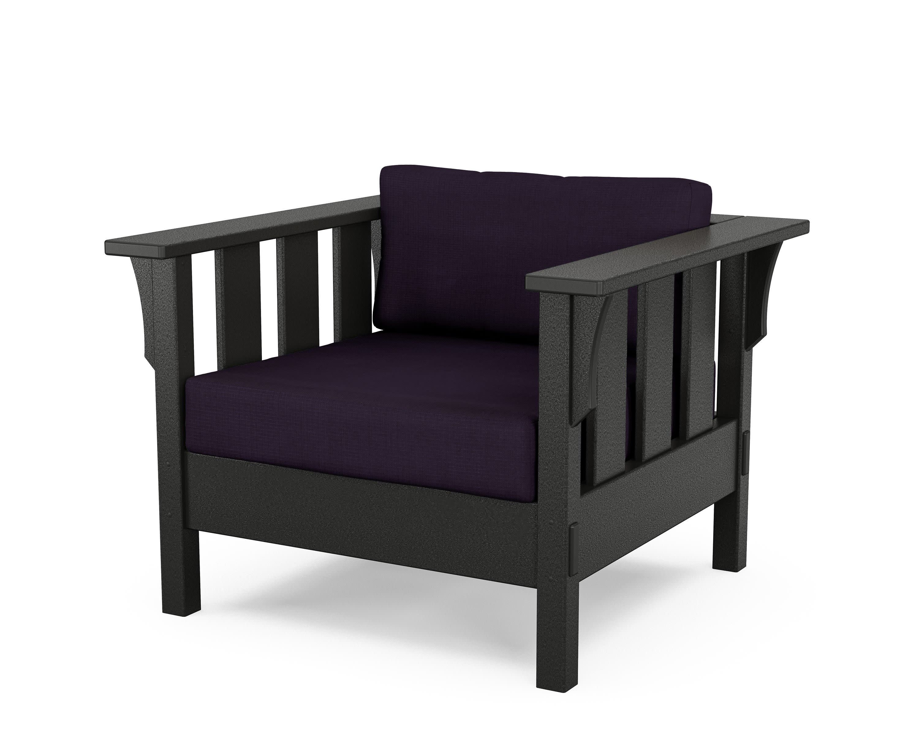 Acadia Deep Seating Chair in Black / Navy Linen