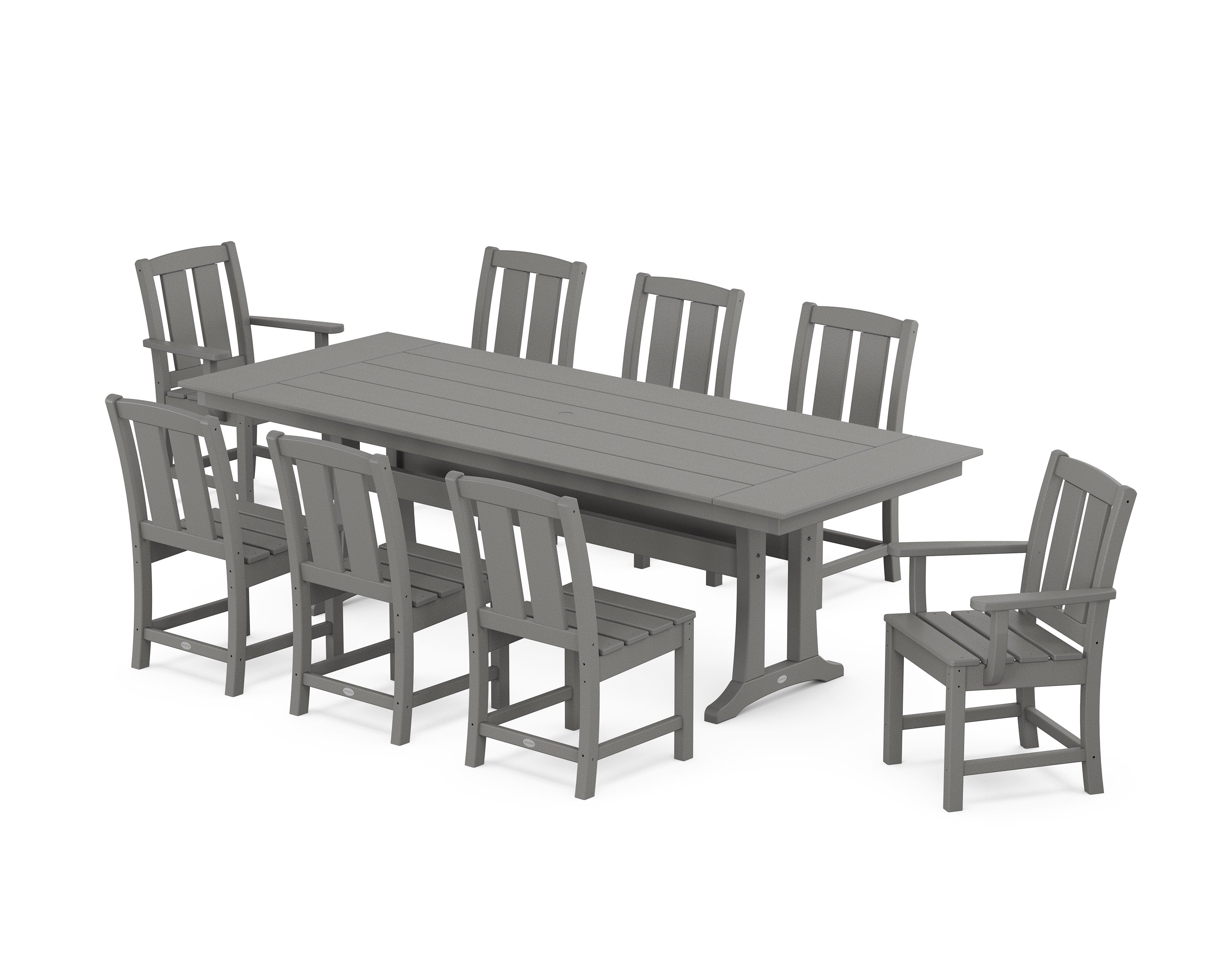 Mission 9-Piece Farmhouse Dining Set with Trestle Legs in Slate Grey