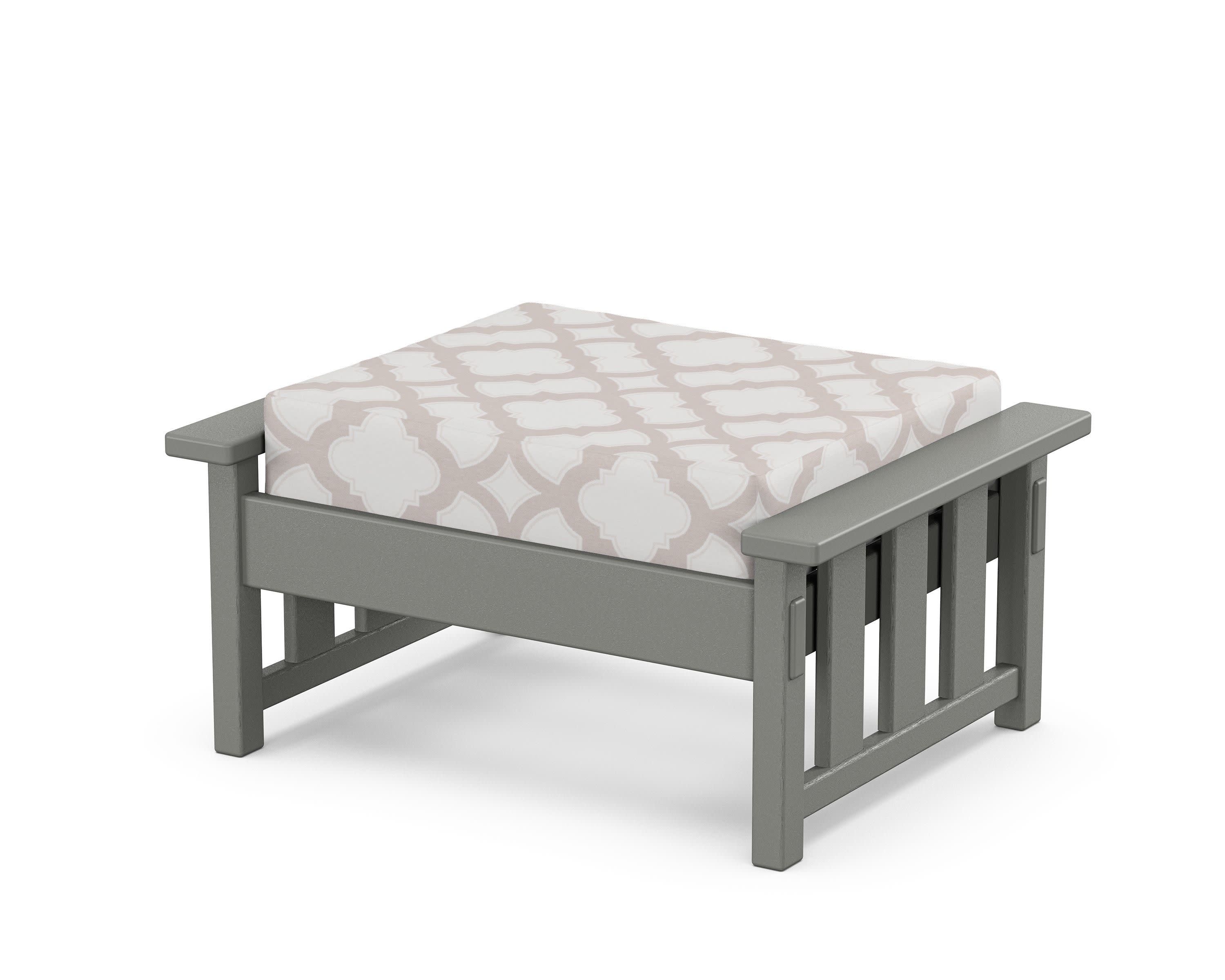Acadia Deep Seating Ottoman in Slate Grey / Trellis Dune Burlap
