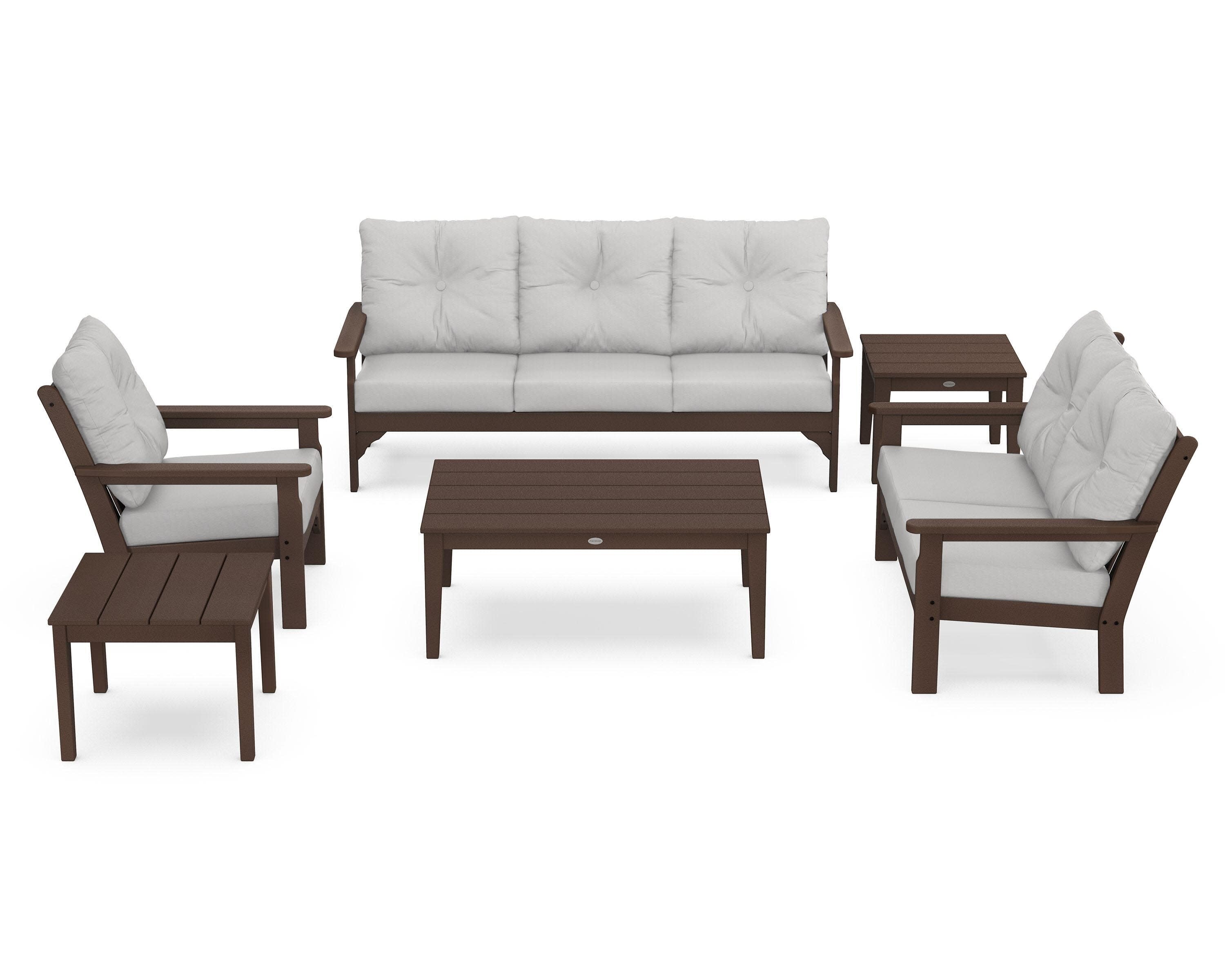 Vineyard 6-Piece Deep Seating Set in Mahogany / Diamond in the Rough