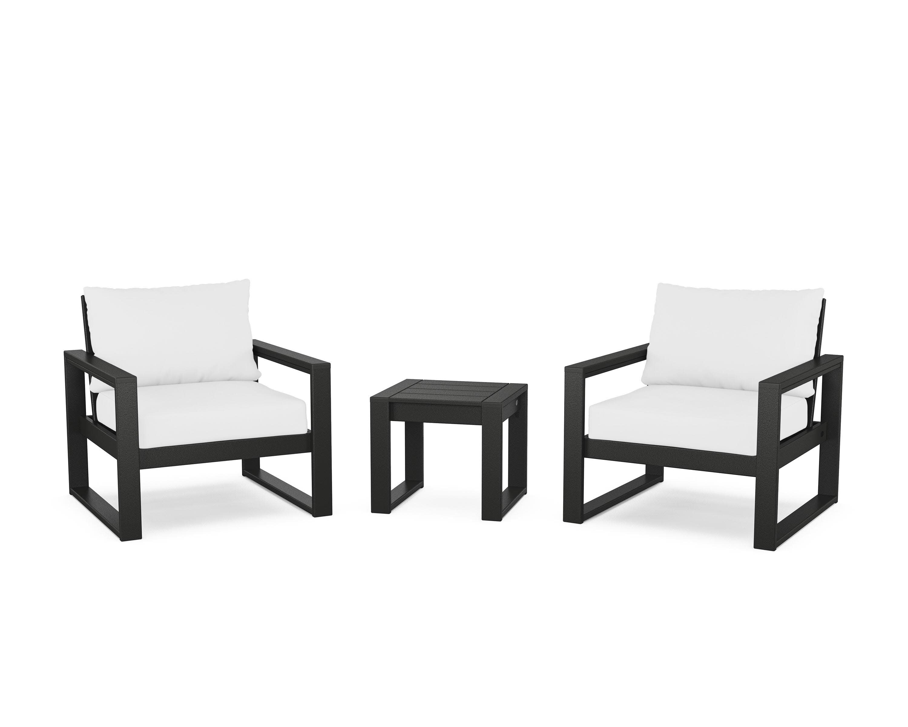 EDGE Sectional 3-Piece Deep Seating Set in Black / Natural