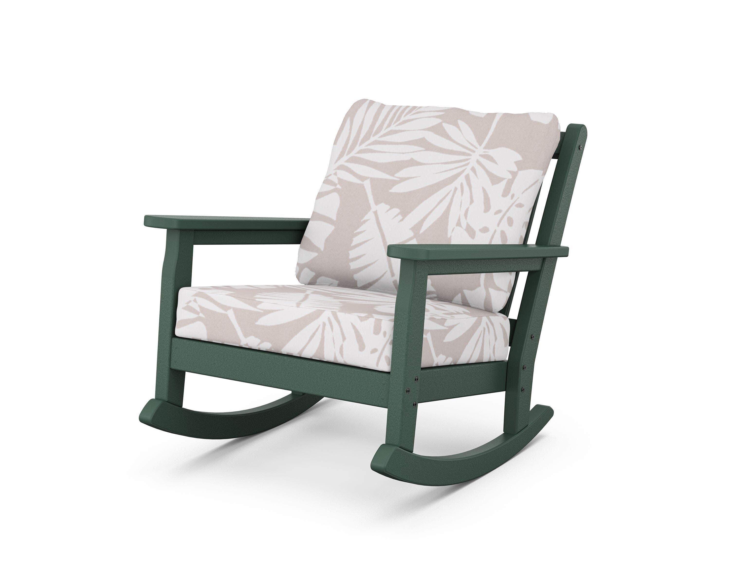 Chippendale Deep Seating Rocking Chair in Green / Leaf Dune Burlap