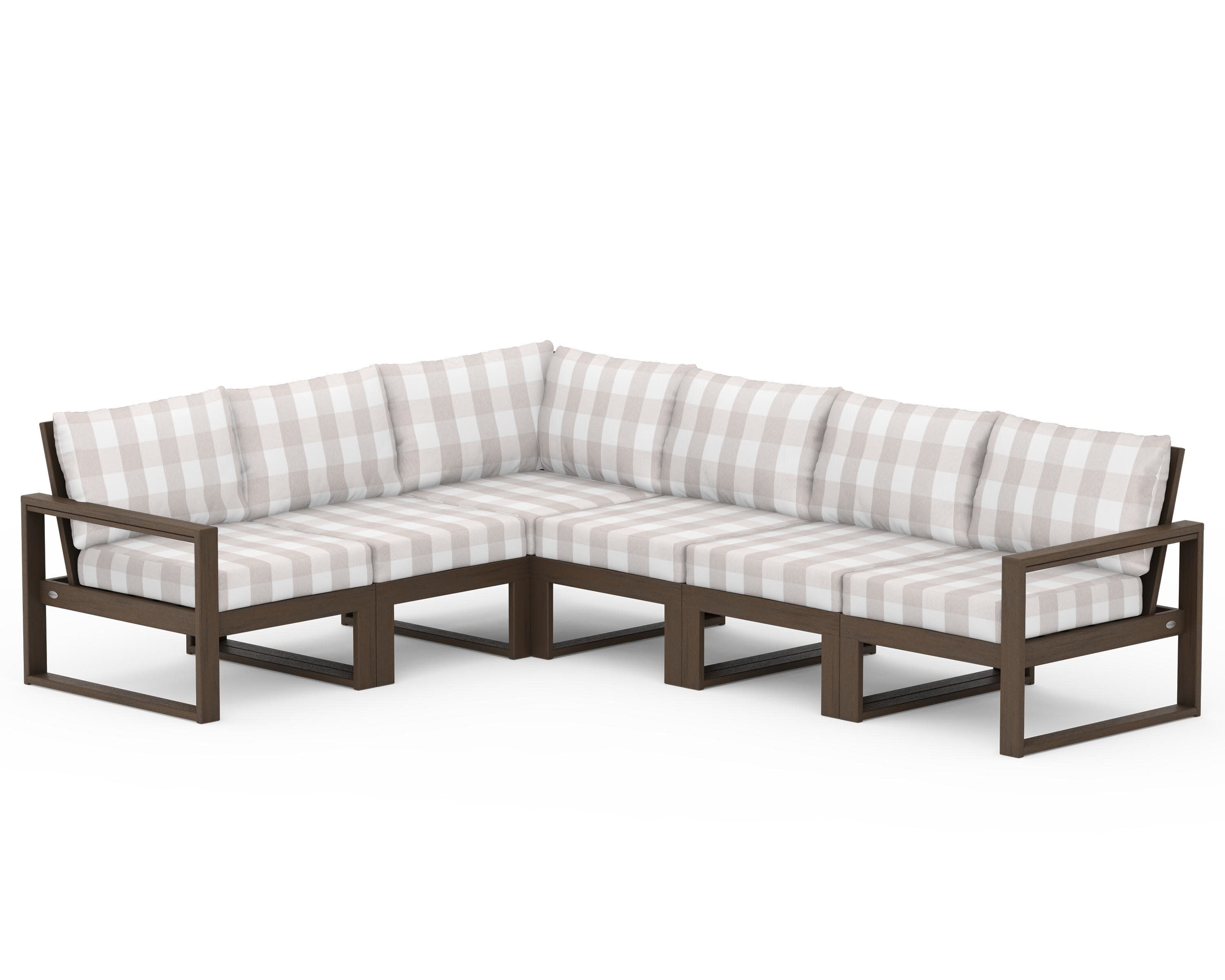 EDGE 6-Piece Modular Deep Seating Set in Kona / Buffalo Plaid Dune Burlap