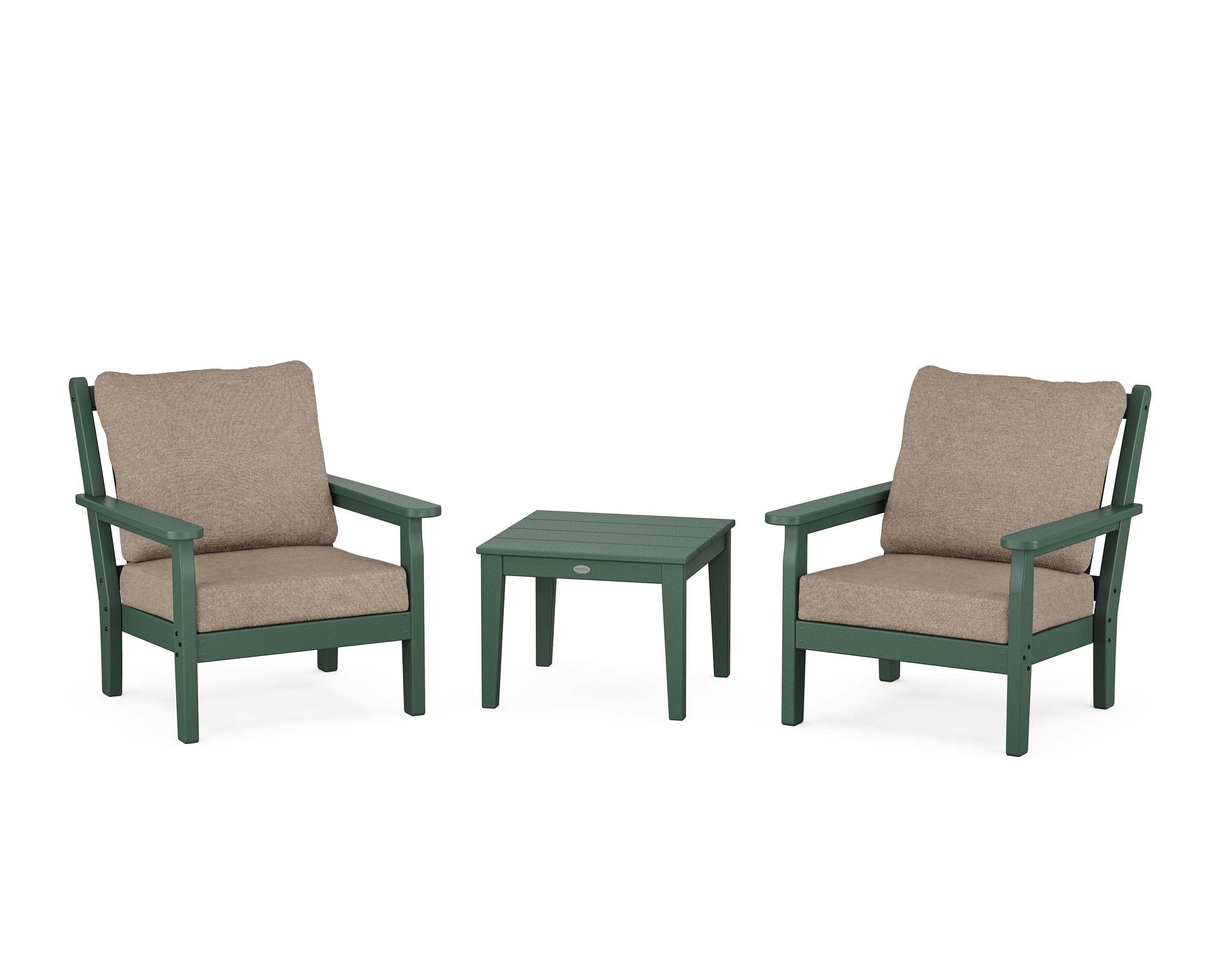 Chippendale 3-Piece Deep Seating Set in Green / Spiced Burlap