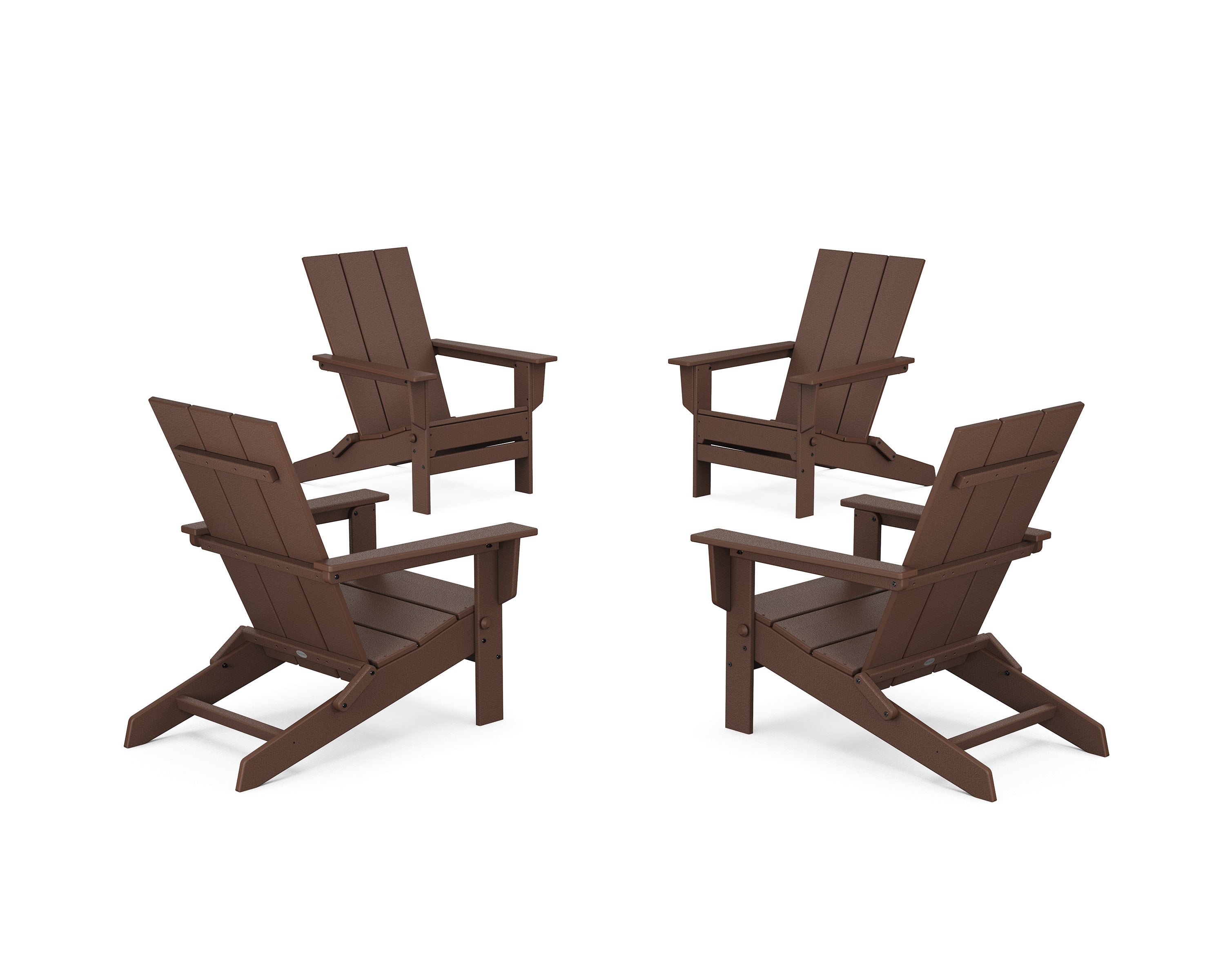 4-Piece Modern Studio Folding Adirondack Chair Conversation Set in Mahogany