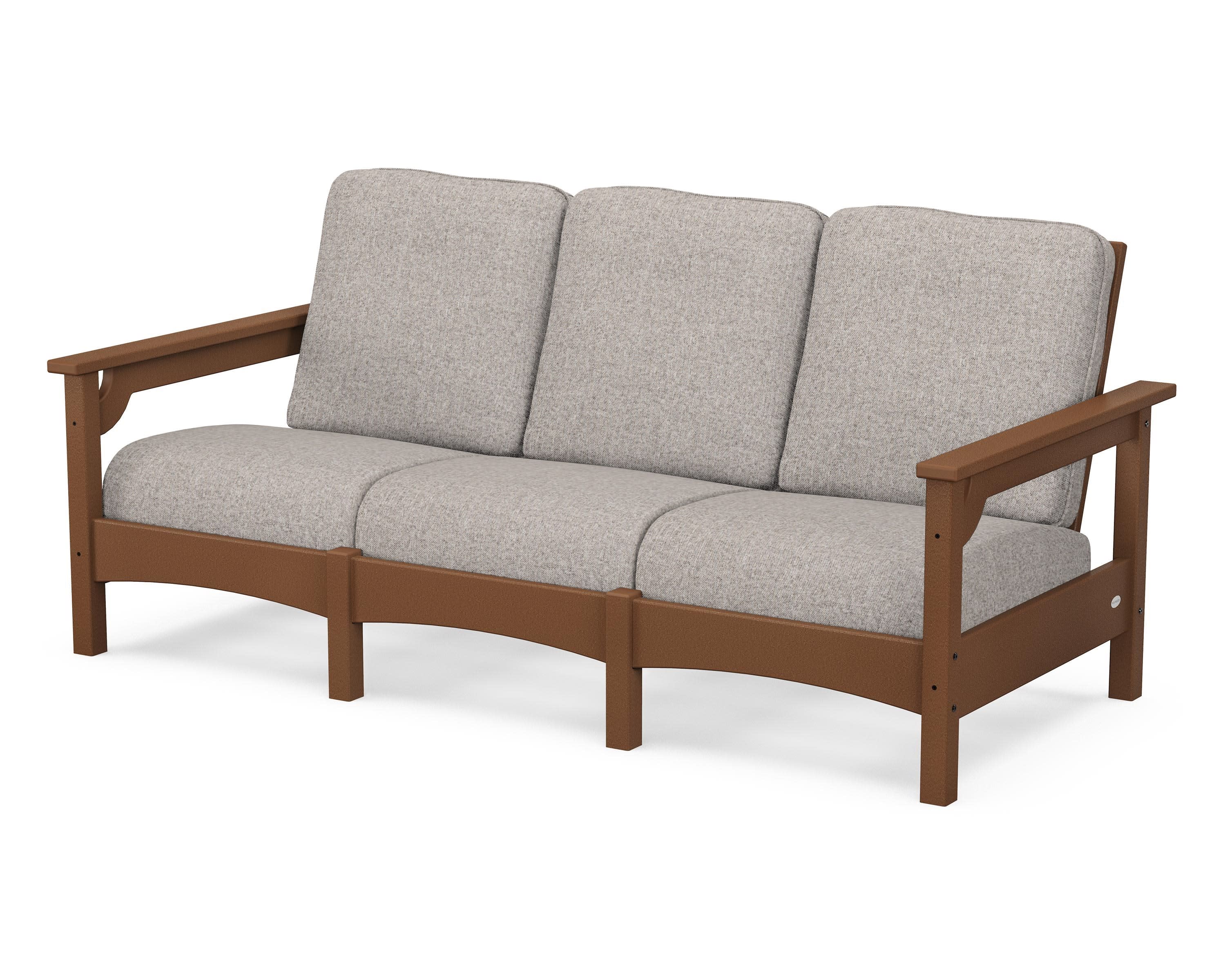 Club Sofa in Teak / Weathered Tweed