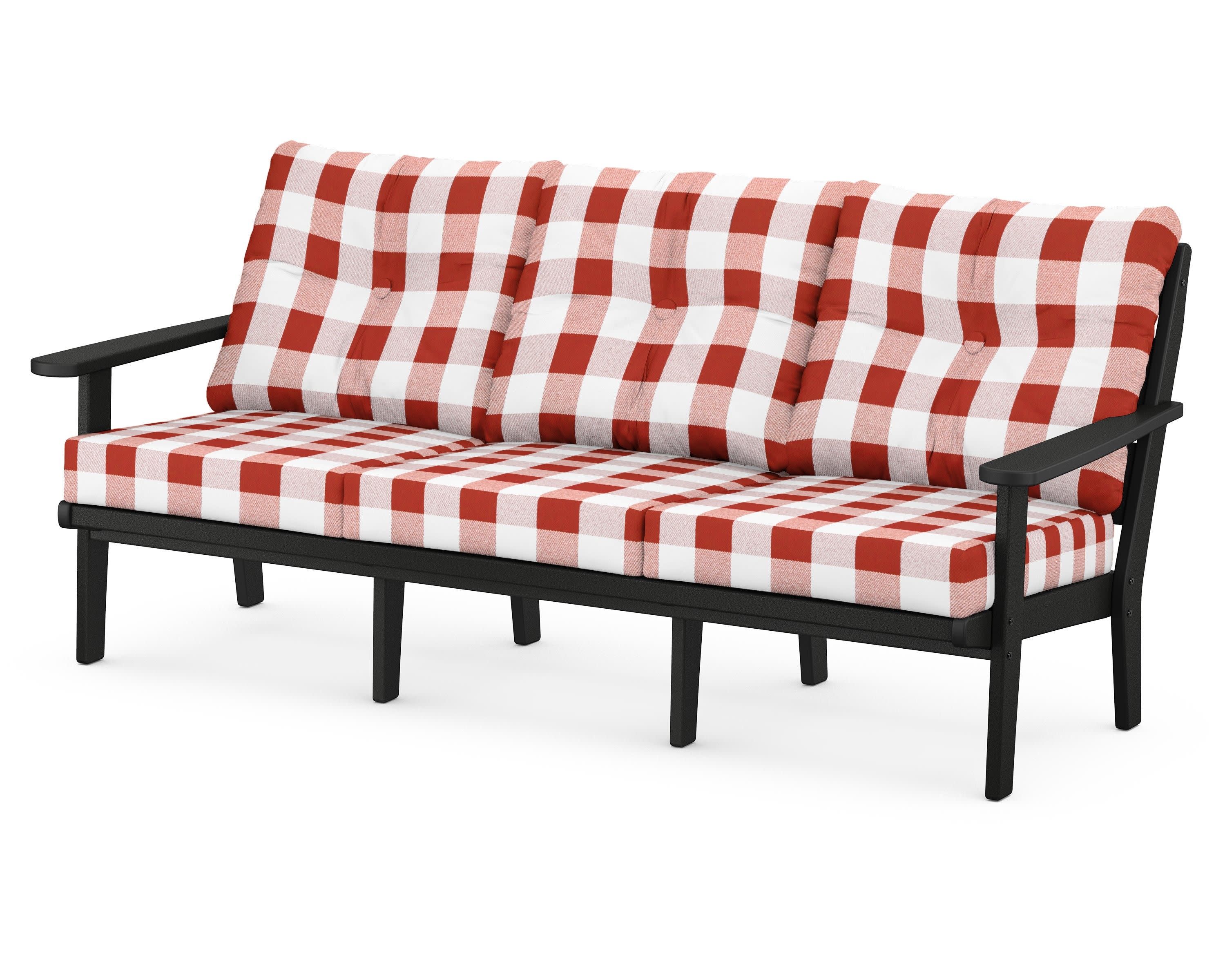 Lakeside Deep Seating Sofa in Black / Buffalo Plaid Crimson