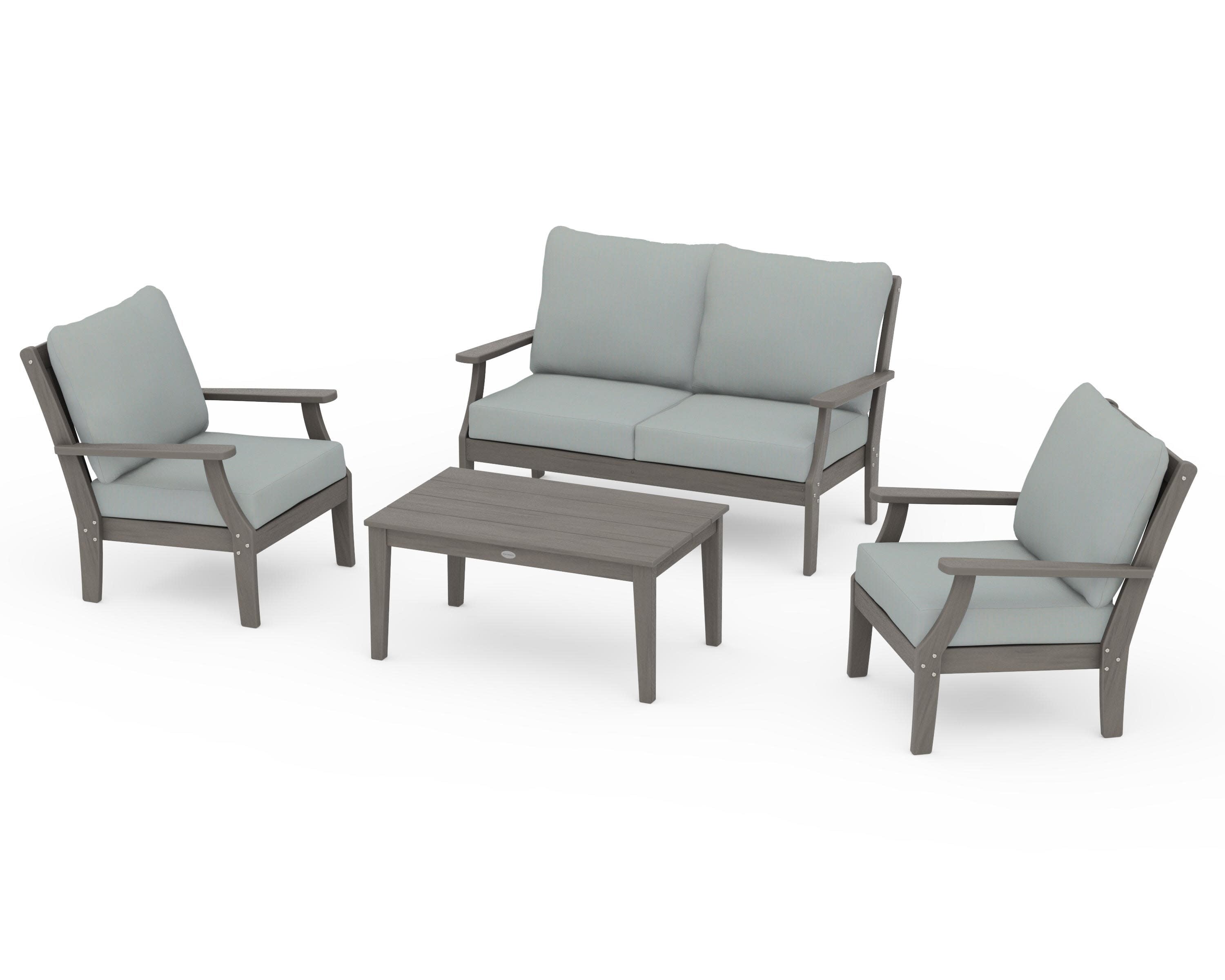 Braxton 4-Piece Deep Seating Chair Set in Driftwood / Spa