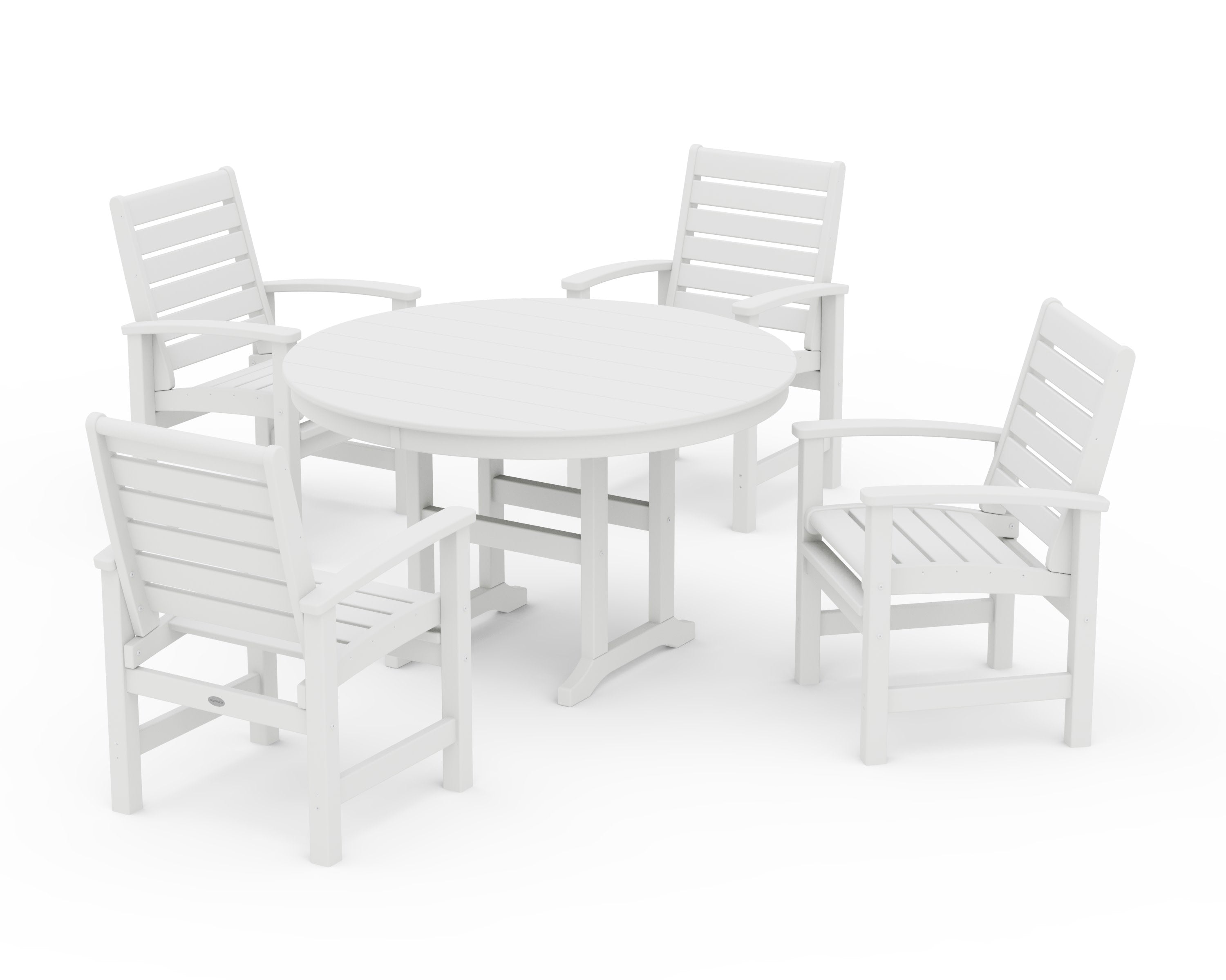 Signature 5-Piece Round Farmhouse Dining Set in White