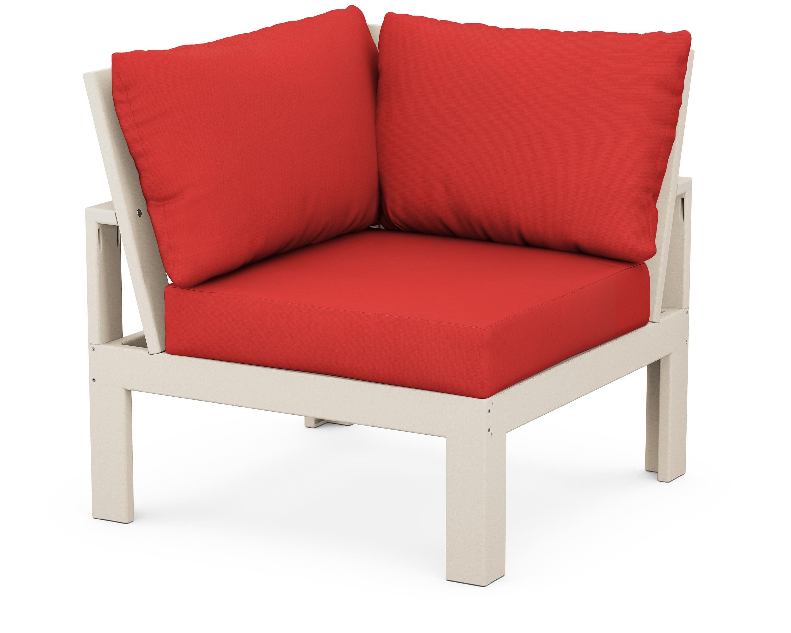 Modular Corner Chair in Sand / Crimson Linen