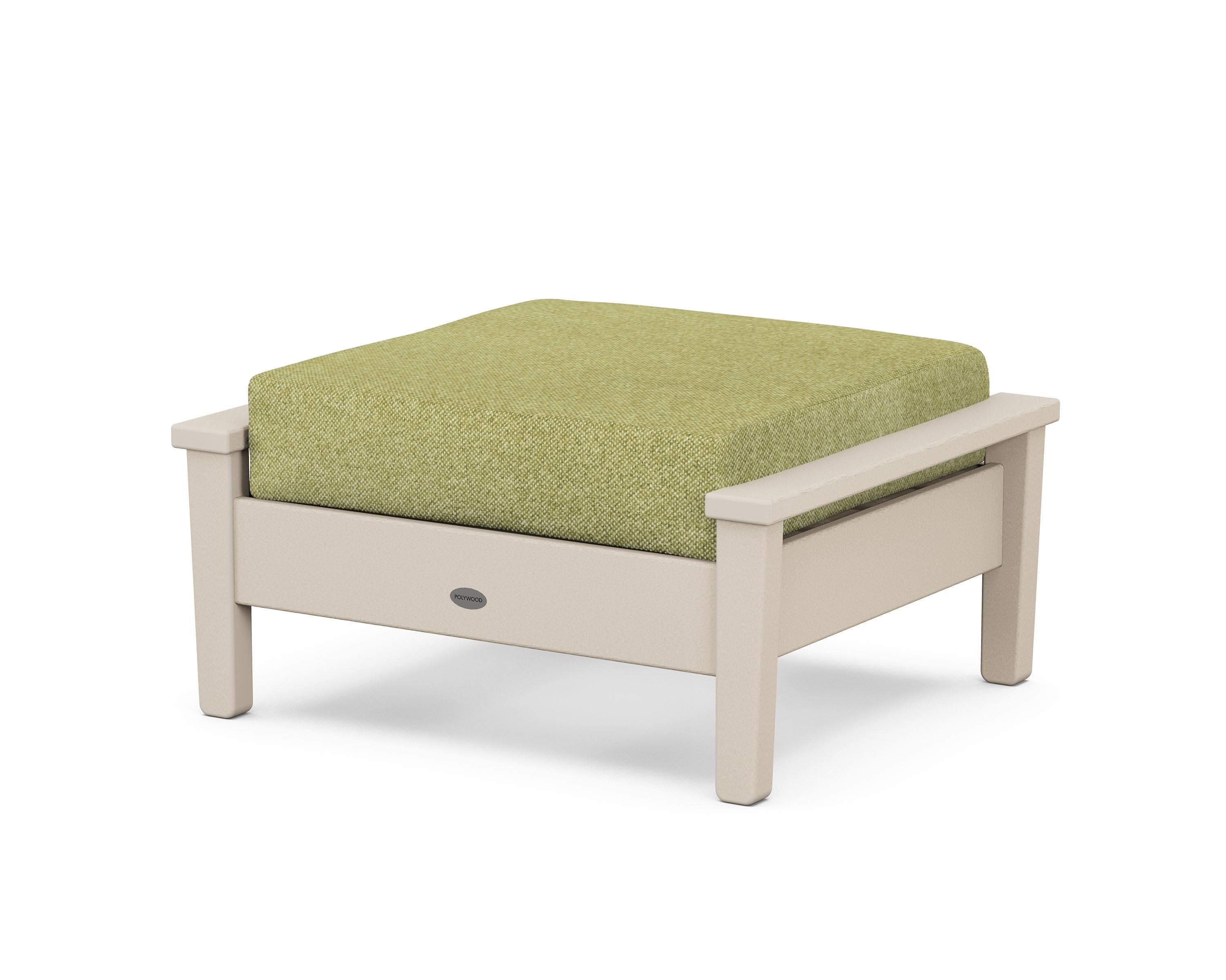 Prescott Deep Seating Ottoman in Sand / Chartreuse Boucle