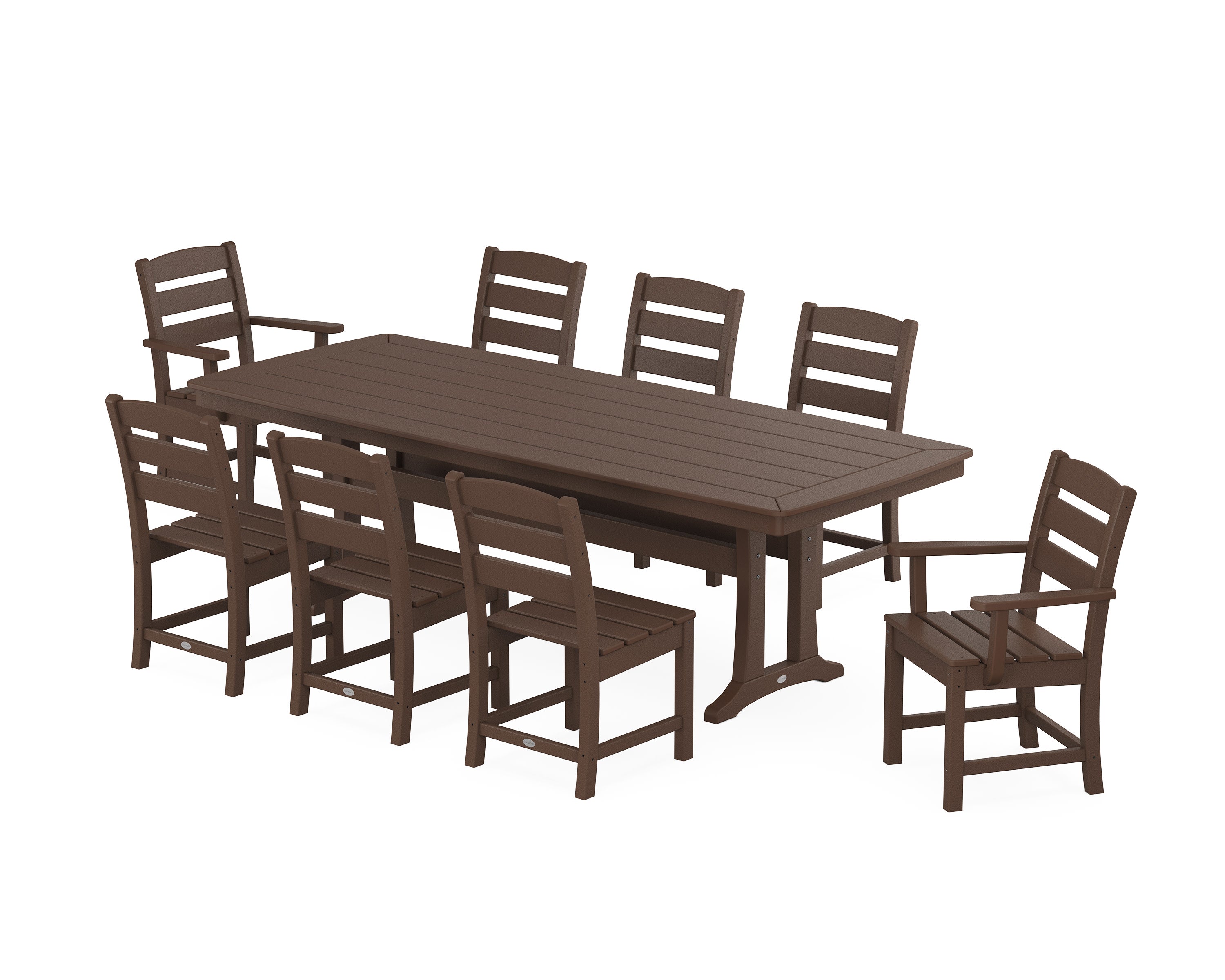 Lakeside 9-Piece Dining Set with Trestle Legs in Mahogany