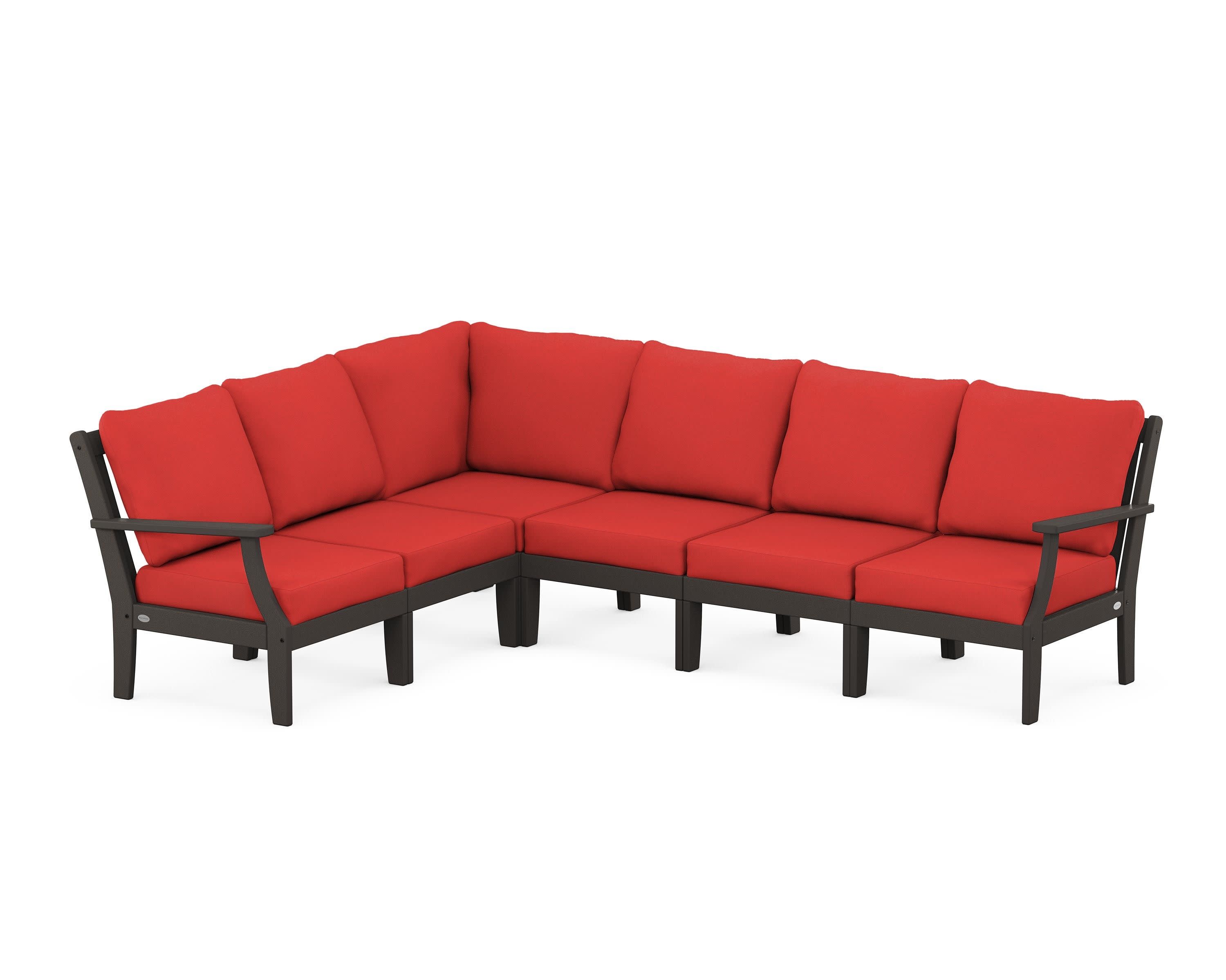 Braxton Modular 6-Piece Deep Seating Set in Vintage Coffee / Crimson Linen
