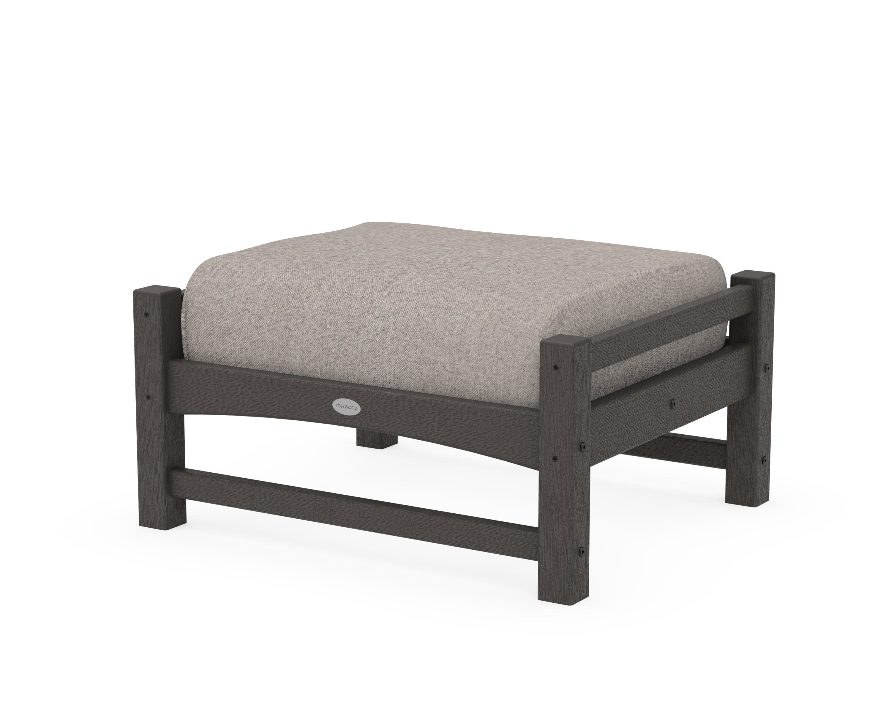 Club Ottoman in Vintage Coffee / Weathered Tweed