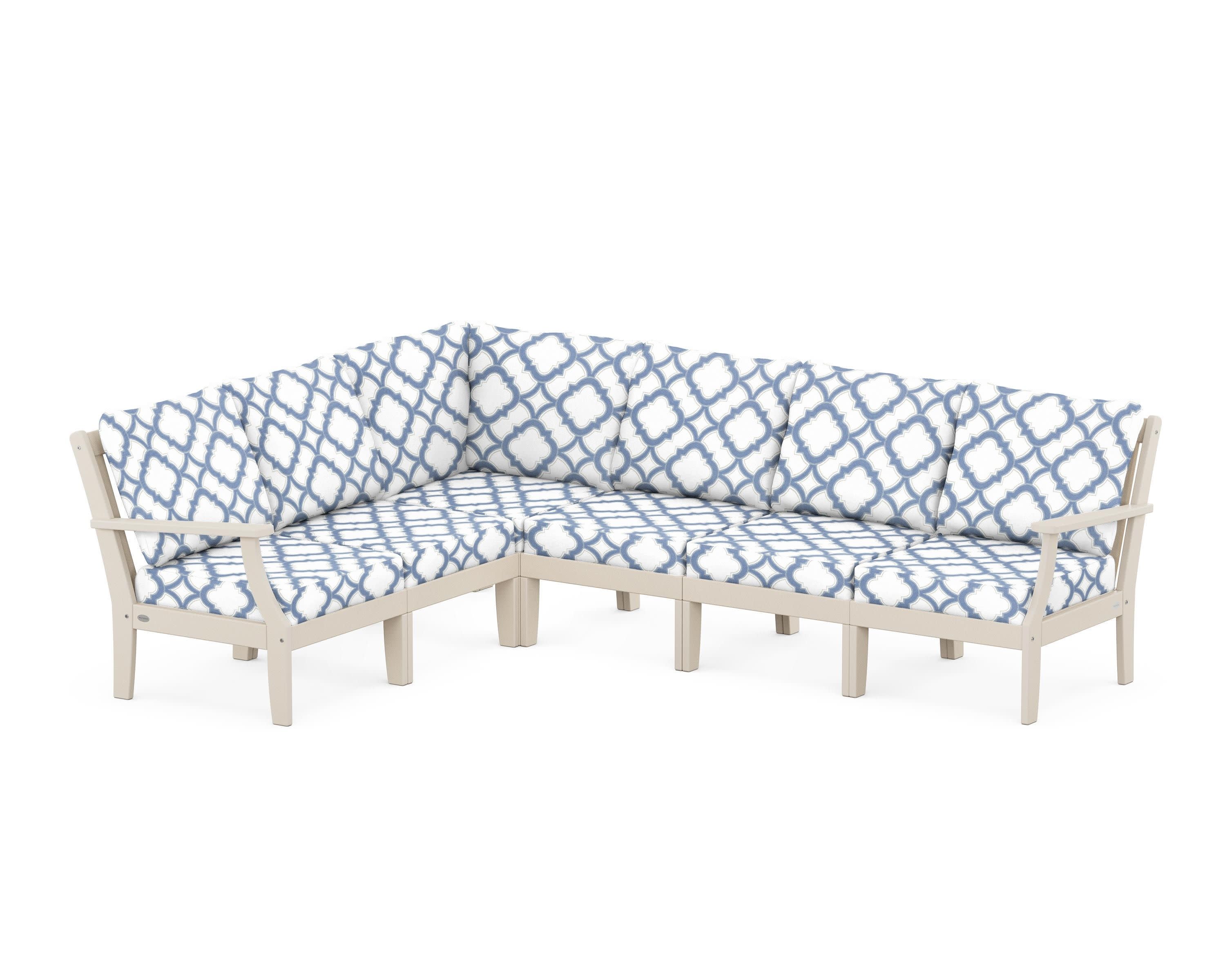 Braxton Modular 6-Piece Deep Seating Set in Sand / Trellis Sky Blue